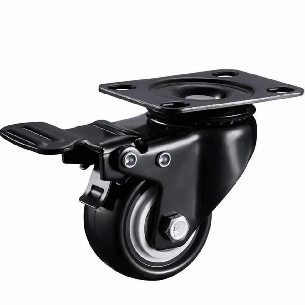 Ruote per carichi Pesanti da 2 Pollici (50 mm) Ruote industriali per Trasporto con Freno Piastra Fissa Girevoli universali silenziose Ruote per Carrello Lettino per Bambini Mobili per pavime