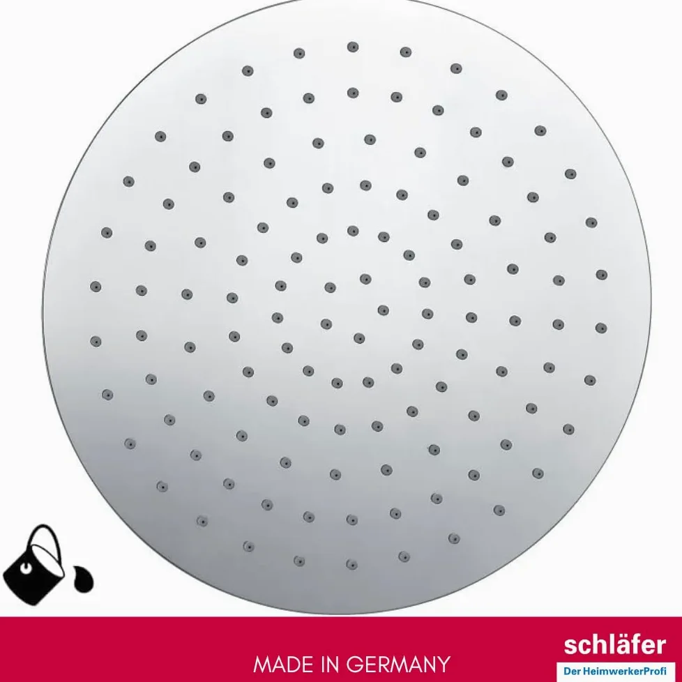 Schläfer 136010 | Soffione Doccia Tondo Ø 20cm, Soffione Doccia Anticalcare con Getto a Pioggia ad Alta Pressione in Abs, Snodo Girevole Universale G 1/2"