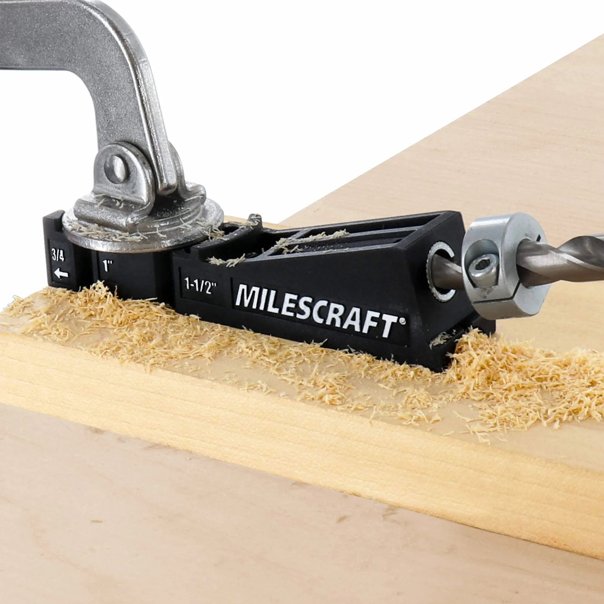 Milescraft 7336 Pocket Jig 200XCJ Double Barrel Pocket Hole Jig with Single Barrel, 2" Face Clamp