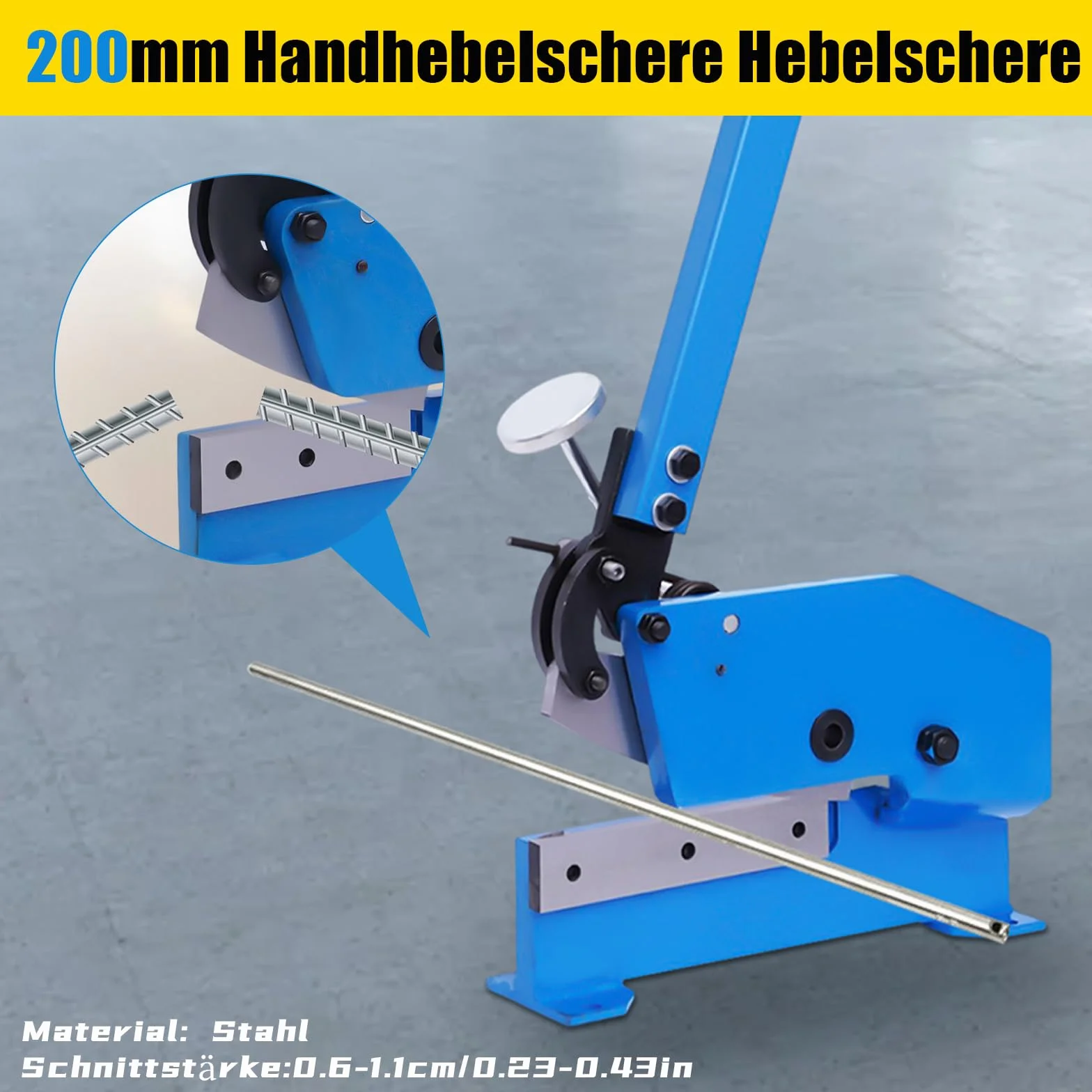 Cesoie manuali per lamiera lama 12,5 cm forbici a leva per acciaio fino 11 mm taglierina metallo morsetto regolabile