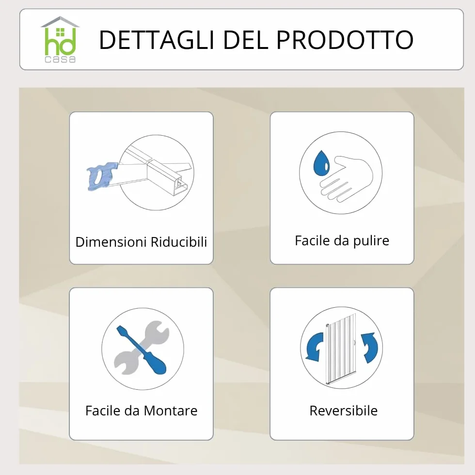 HD CASA Box Doccia a Soffietto Dora 75x75x75 cm Cabina Angolare Salvaspazio PVC Made in Italy