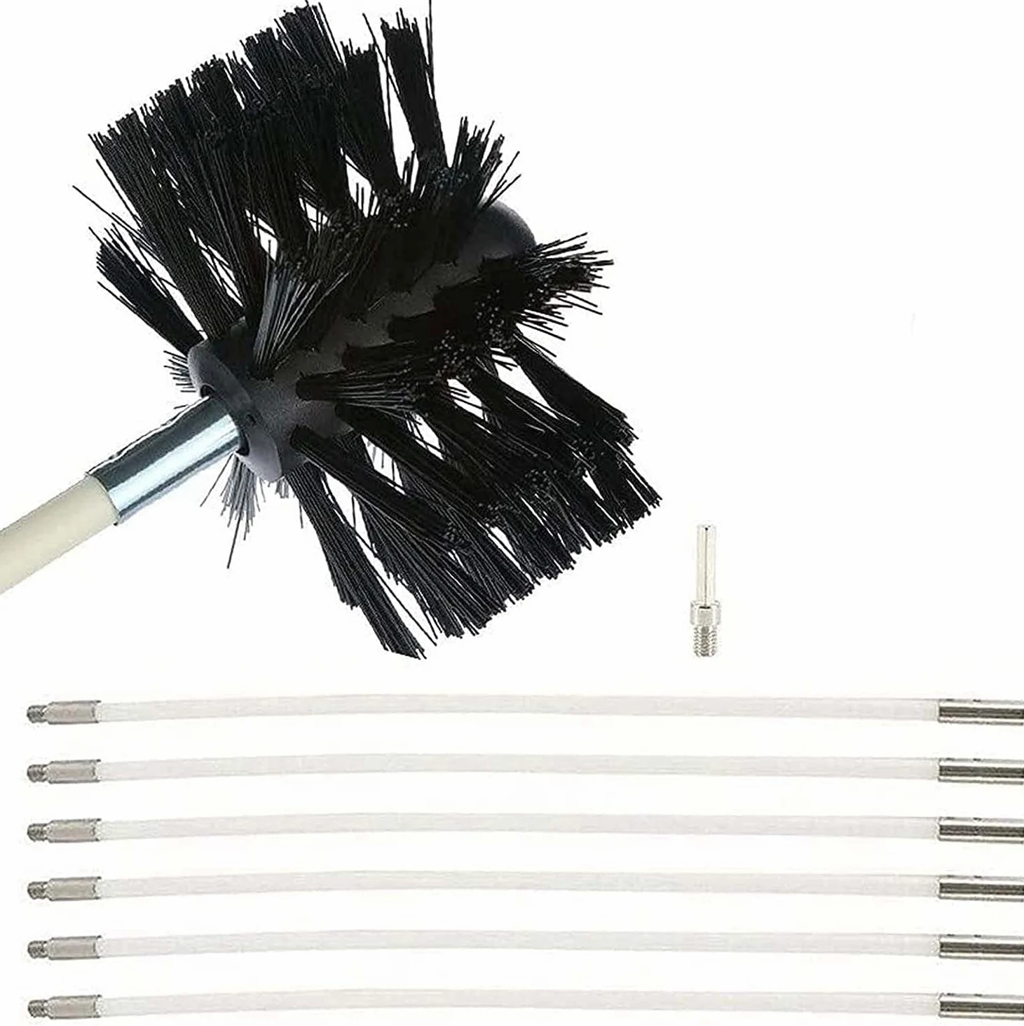 Kit di Pulizia del Condotto essiccatore, Spazzola in Nylon per Caldaia del Camino Spazzola per Scovolino Pieghevole per Pulire La Parete Interna Tubolare del Camino, Tubo essiccatore