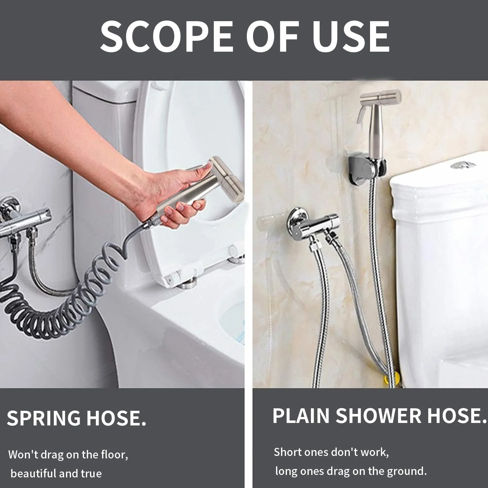 Bidet acciaio inox doccia musulmana kit spray per pannolini spruzzatore WC doppia modalità