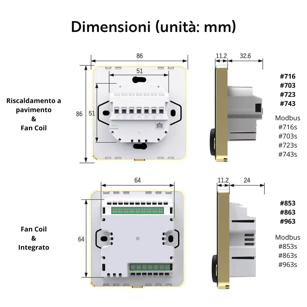 Termostato Temperatura Smart System Wifi. Sensore Temperatura - App Tuya e Smart Life, Termostato Ventilconvettore Programmazione - Schermo LCD IPS TFT, Alexa, 7 Lingue