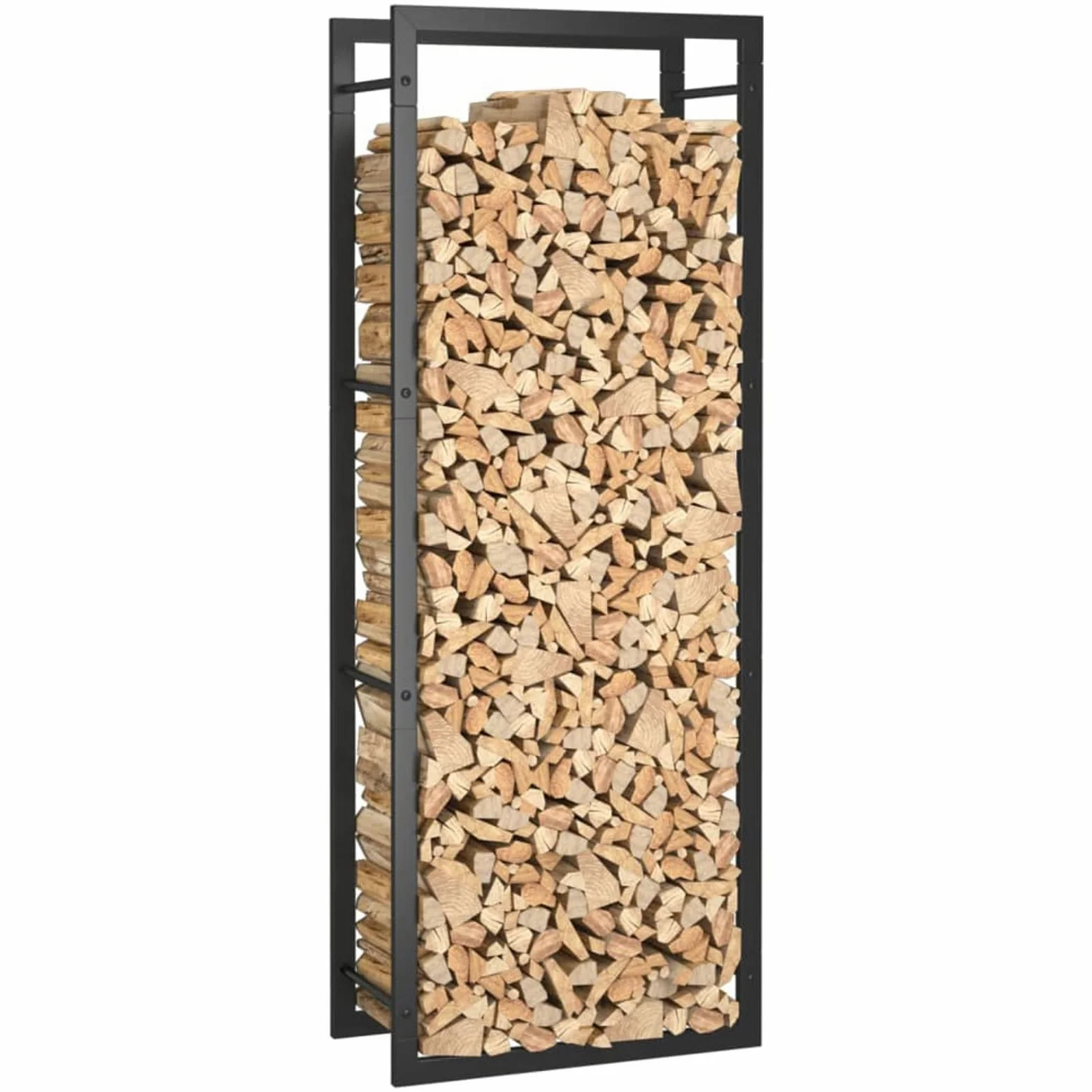 Chusui Portalegna Nero Opaco 50x28x132 cm in Acciaio,Portalegna,Portalegna da Esterno,Portalegna da Interno,Porta Legna per Interni