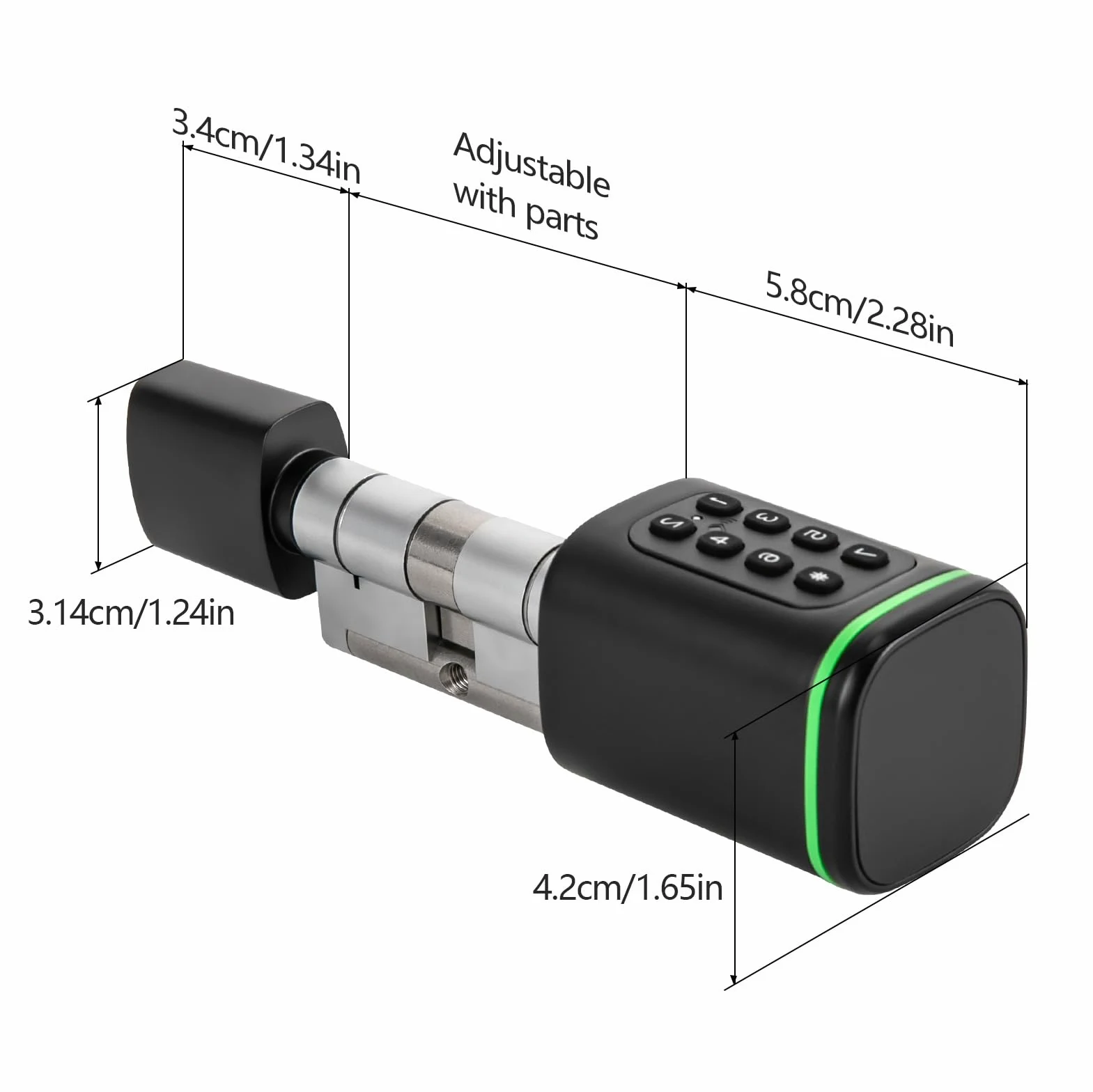 Serratura elettronica nera con codice numerico Smart Lock, serratura intelligente con chiave manuale, Smart Keycard, opzioni di sblocco app, per porte da 35 a 45 mm