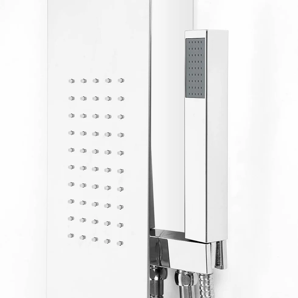 Pannello Colonna Doccia,Doccia a Pioggia in Acciaio Inox, Pannello Doccia con Doccetta 15 * 47 * 130 cm (Argento specchio)