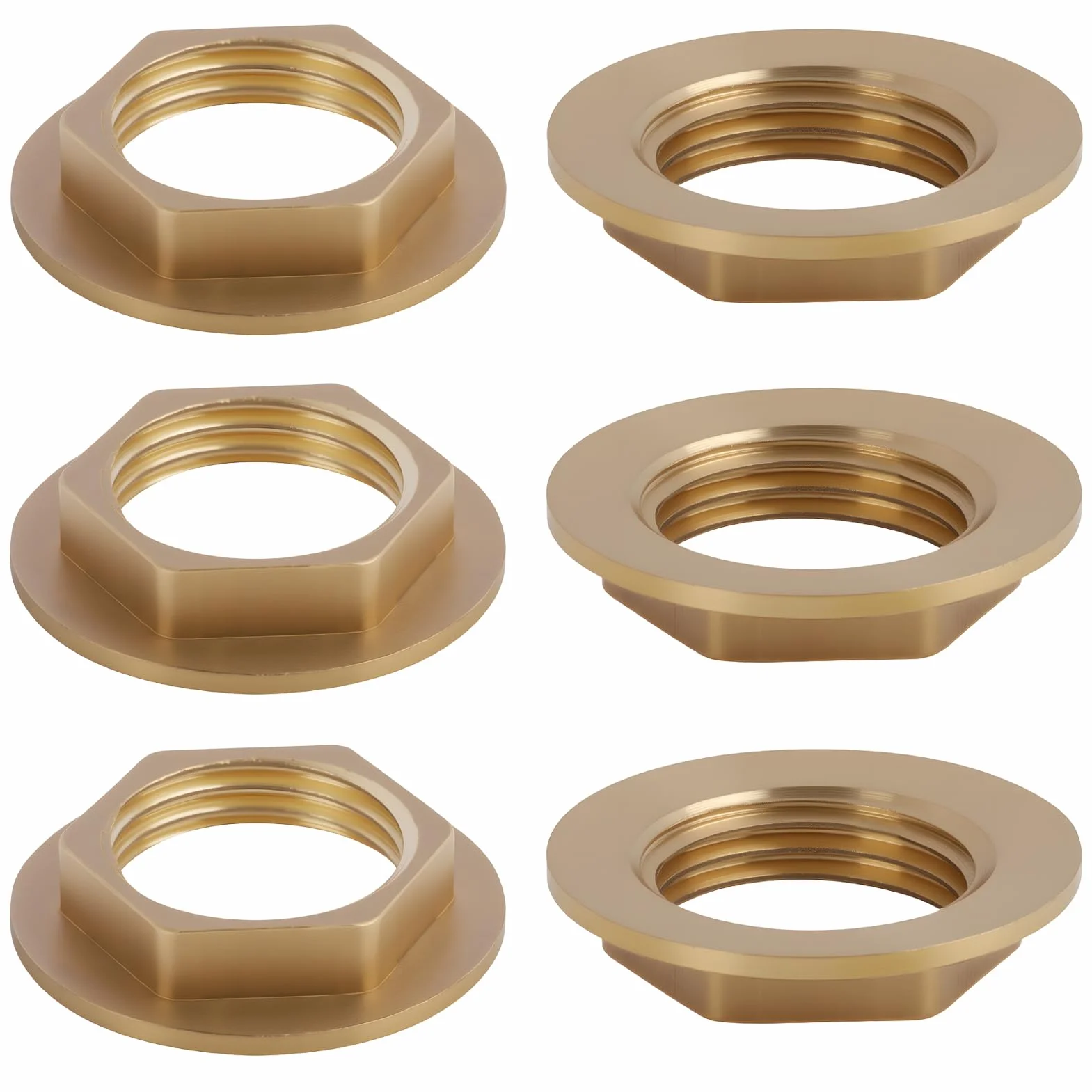 Set di 6 dadi di sicurezza esagonali a flangia in ottone G1/2" per rubinetto
