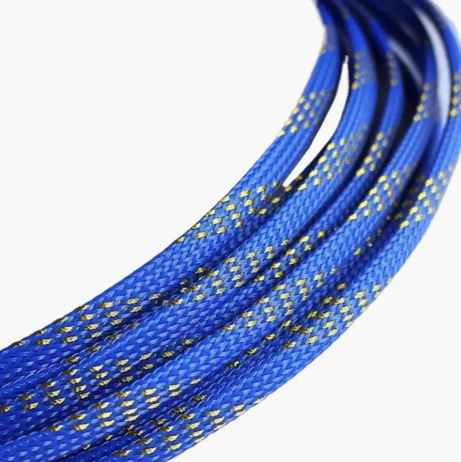 Guaina Cavi 3.0MM 4MM 6MM 8MM 10MM 12MM 16MM Maniche piatte intrecciate espandibili for cavi in ​​pelle di serpente(Blue Golden,16MM,10 Meters)