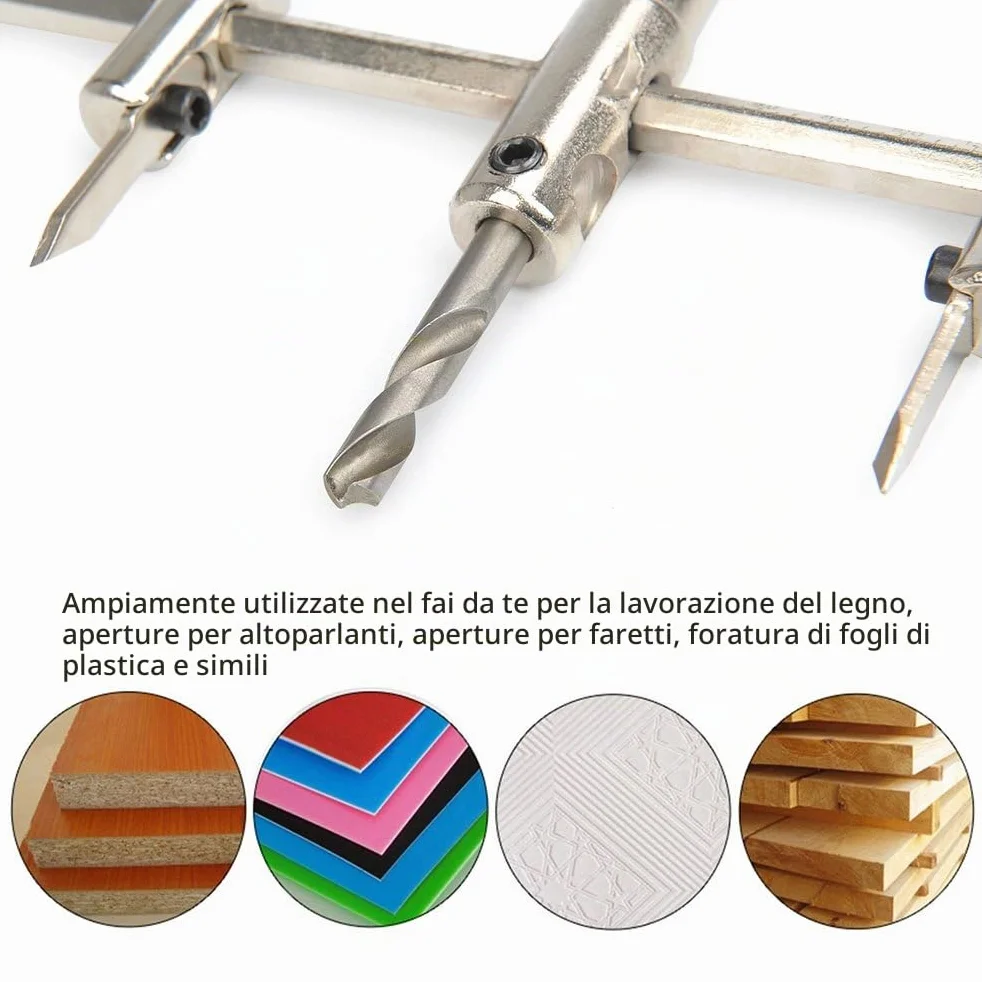 Sega a Tazza Regolabile 30-300 mm Fresa Circolare Punta Trapano per Legno Compensato Laminati
