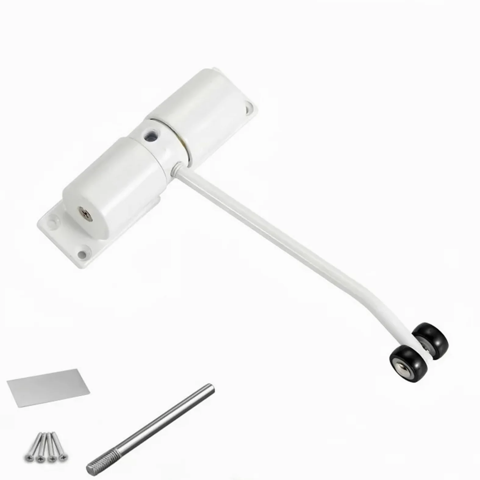 Chiudiporta automatico regolabile da 2 pezzi a molla di sicurezza resistente montato in superficie for chiudiporta nero esterno interno Per Porte(White)