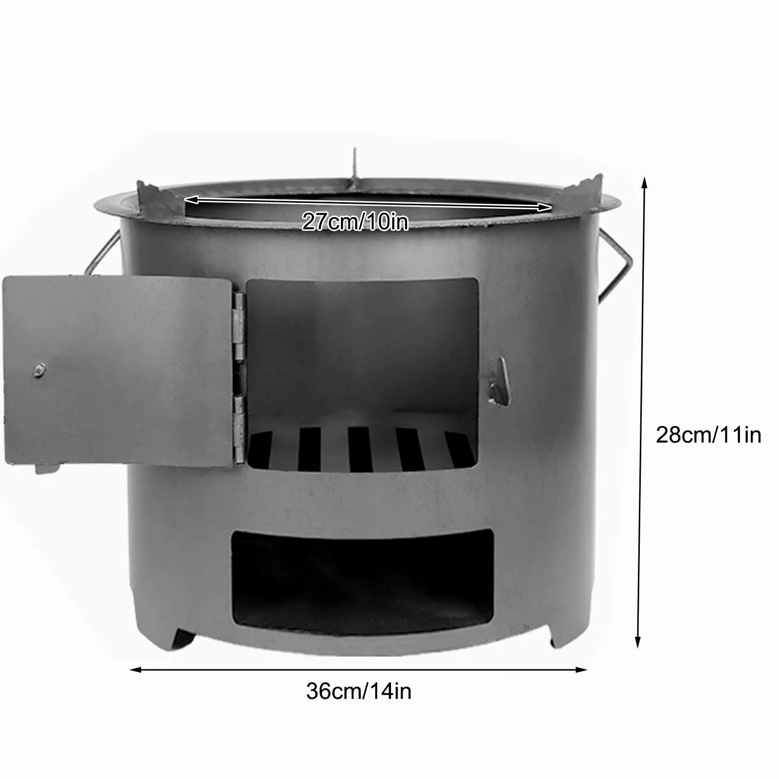 Stufa a Legna Portatile, Stufe a Legna da Campeggio per Cucinare, Barbecue e Riscaldamento, Design in Acciaio Resistente per Campeggio, Escursionismo e Uso di Emergenza(27cm/10in)