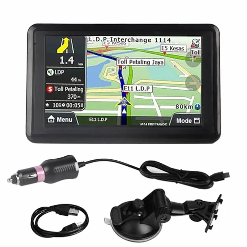 Touchscreen 5 pollici GPS Touch Screen 256 MB 8 GB universale per camion auto MP3 FM Europa Mappa/Mappe/Traffico in diretta/Parcheggio in diretta/Avvisi conducente/Voce