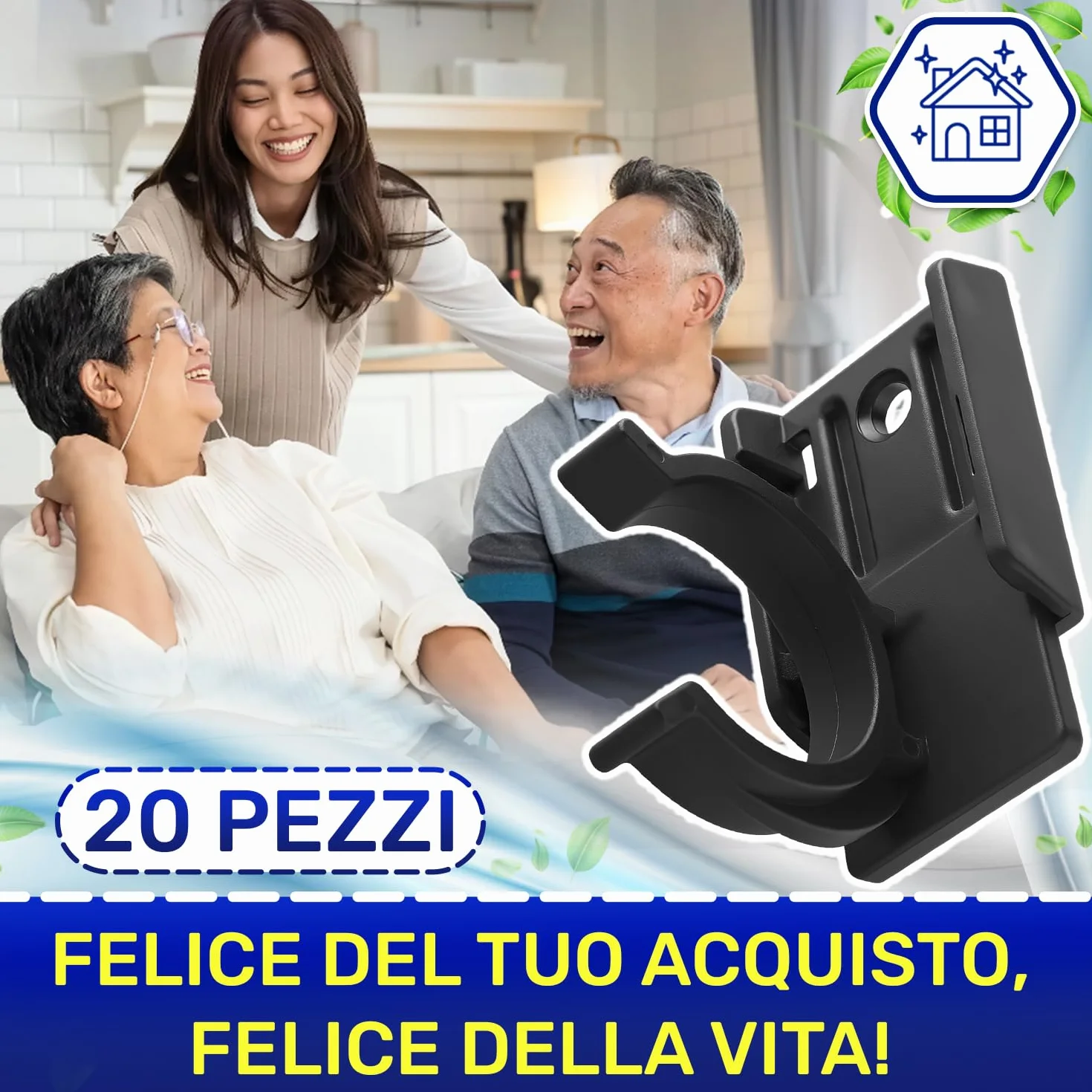MONTERAL Ganci per Zoccolo Cucina Universale 30x34 mm Plastica Nero 20 Pezzi