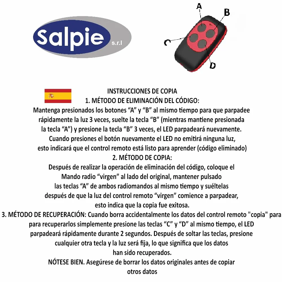 Telecomando Cancello Universale 433 MHz 2 Pezzi Autoapprendimento Codice Fisso Batterie Incluse