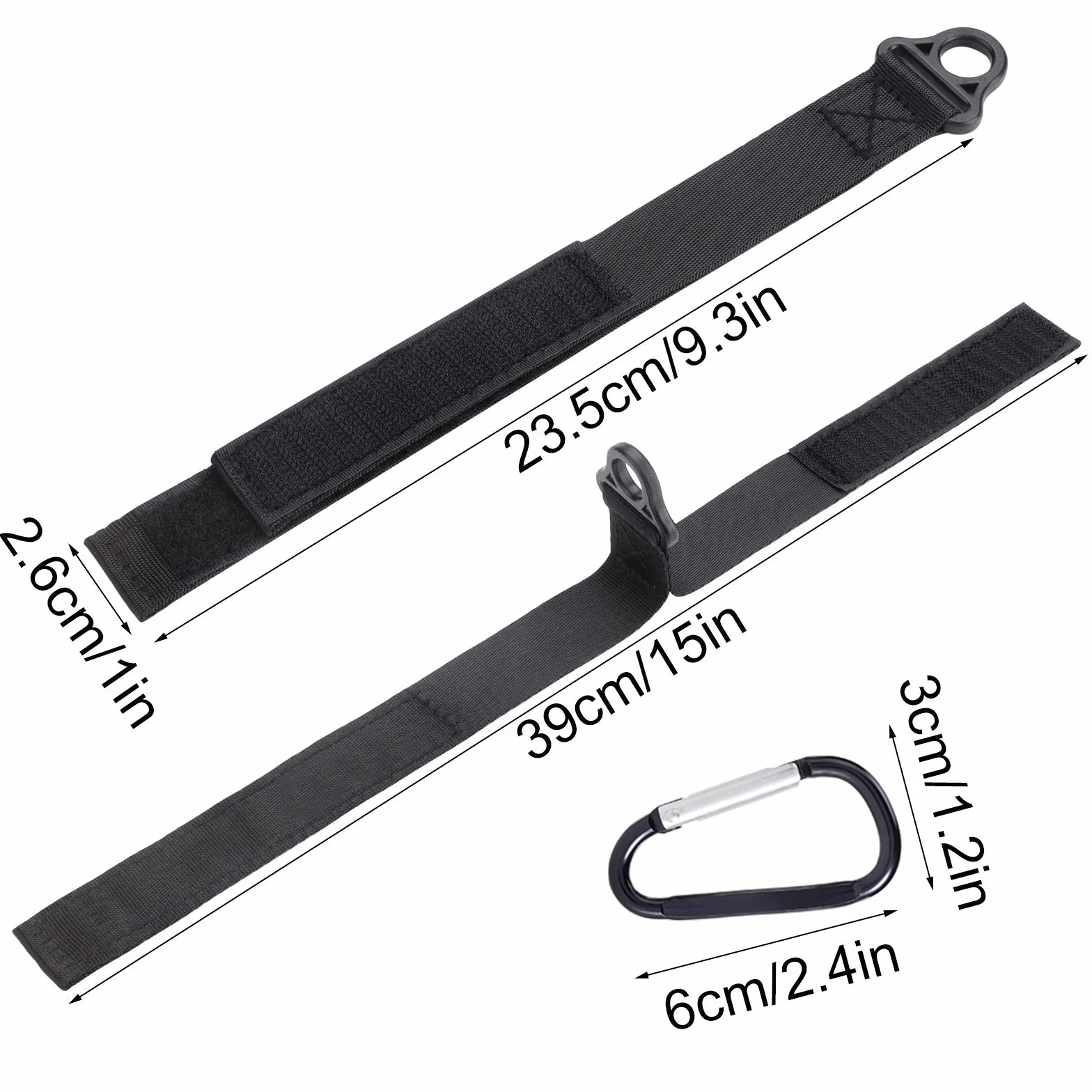Fascette per cavi regolabili con gancio e passante 39 cm x 2,6 cm nero 6 cinghie 6 moschettoni