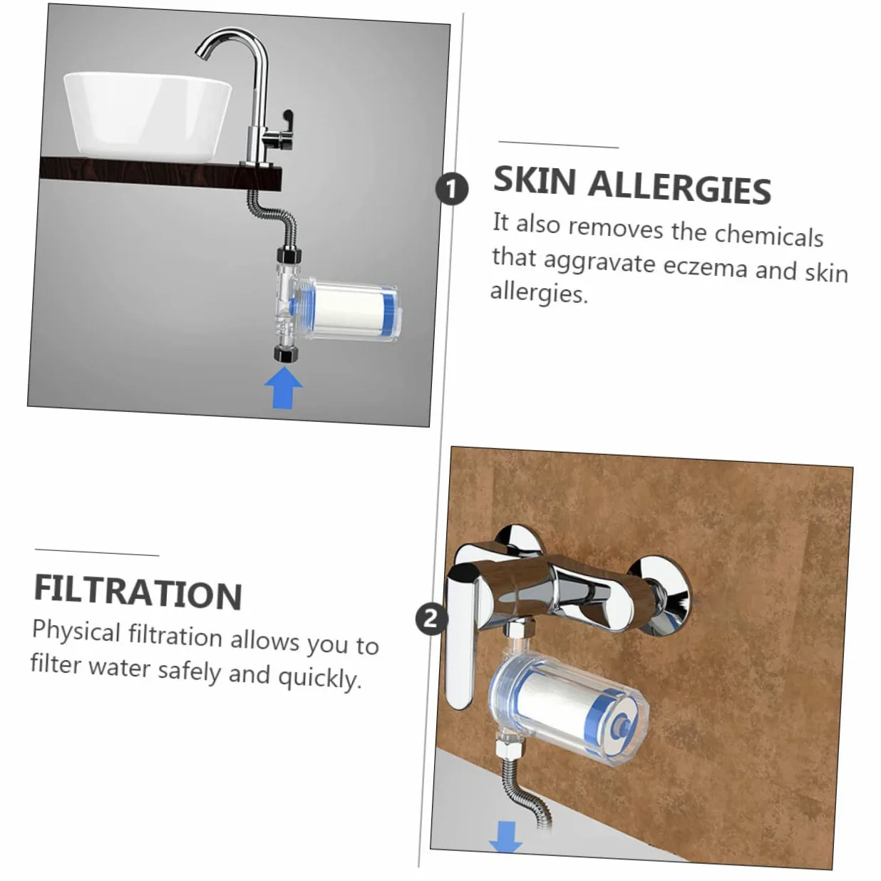 SHINEOFI 2 Pezzi Filtro In Depuratore D'acqua Filtri Doccia Addolcente Macchina Per La Depurazione Dell'acqua Strumento Di Purificazione Dell'acqua Blue Abs