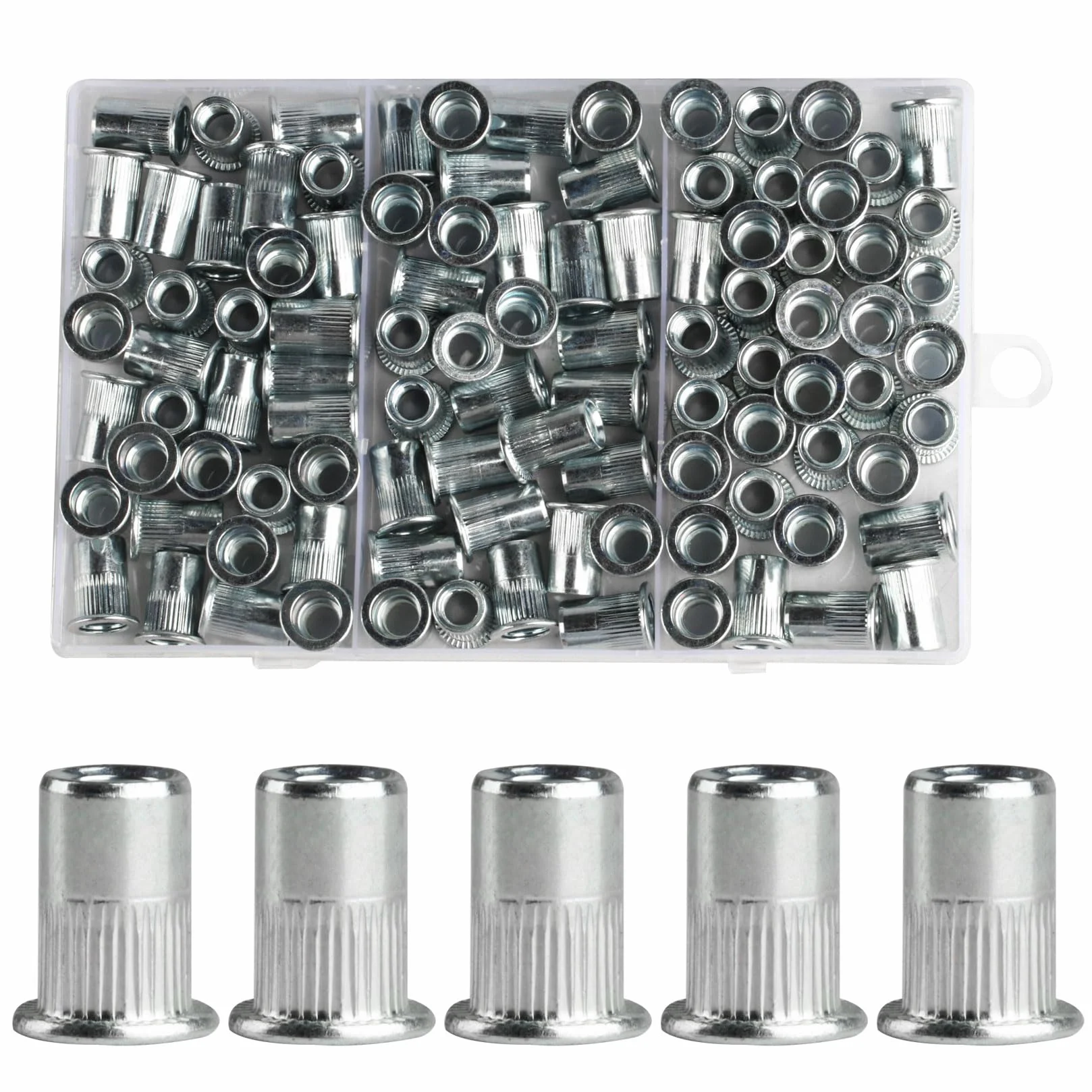 M8 Rivetti Filettati Inserti Dado, Kit Dadi per Rivetti Ciechi Testa Piatta Metalliche, 100 Pezzi