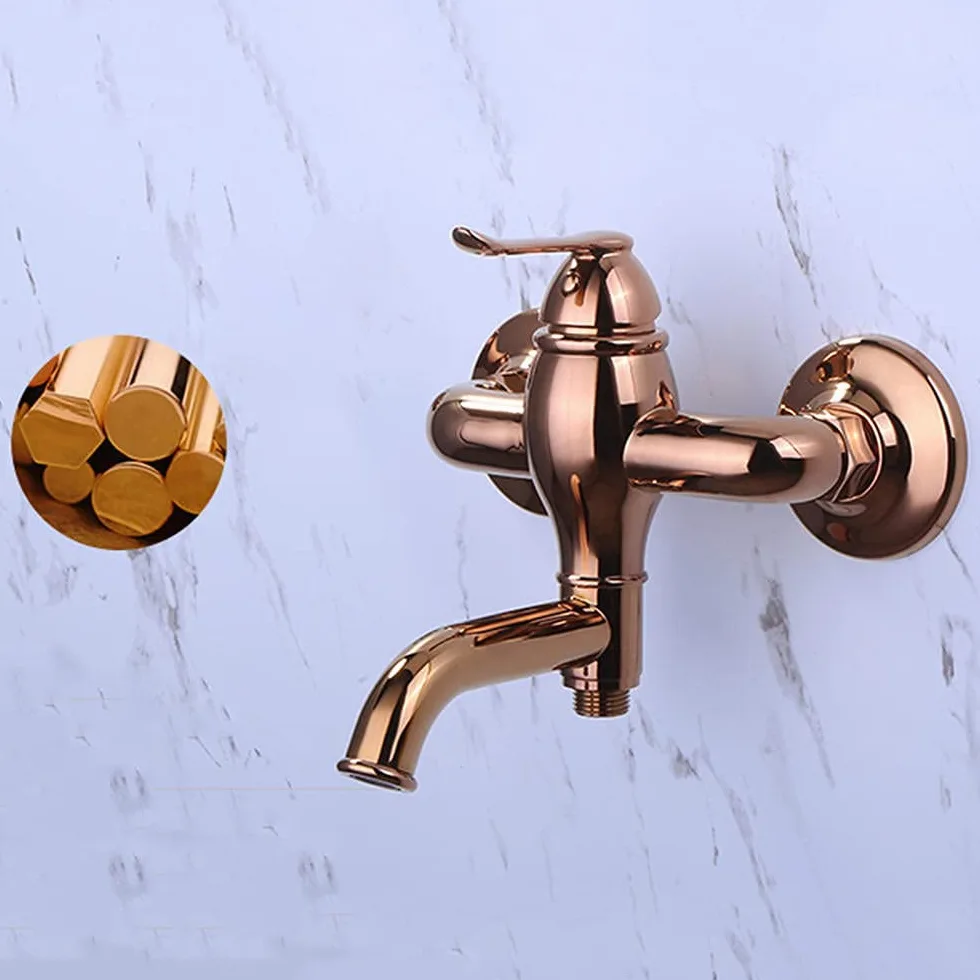 Miscelatore per Bidet e WC da Parete, Kit di spruzzatura, doccetta Manuale Marrone Antico, Set di rubinetti con Maniglia Singola e Doccia - A (A)