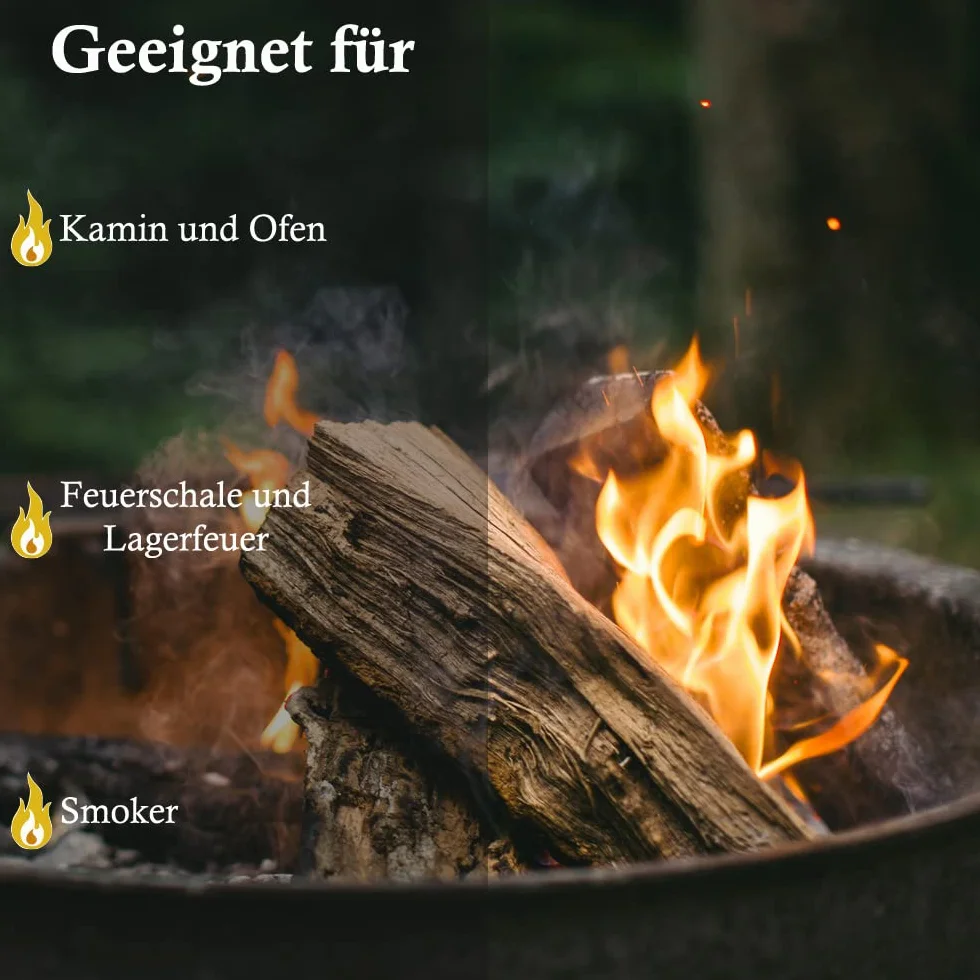 Legna da Ardere 40 kg Per Stufa e Camino Braciere Griglia Cestello per il Fuoco Ceppi 25 cm quercia flameup