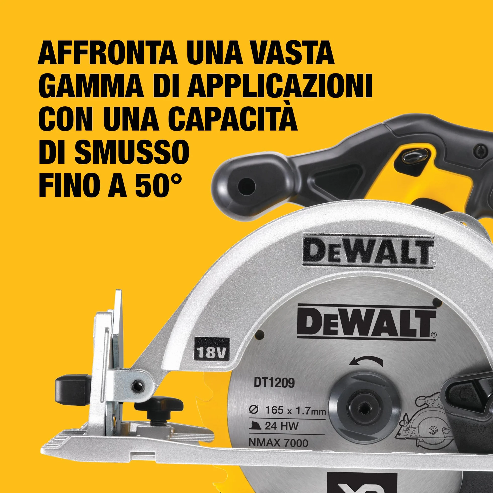 DEWALT Sega circolare 165mm a batteria XR, in valigetta TSTAK senza batteria e caricabatterie, 18V, DCS391NT-XJ
