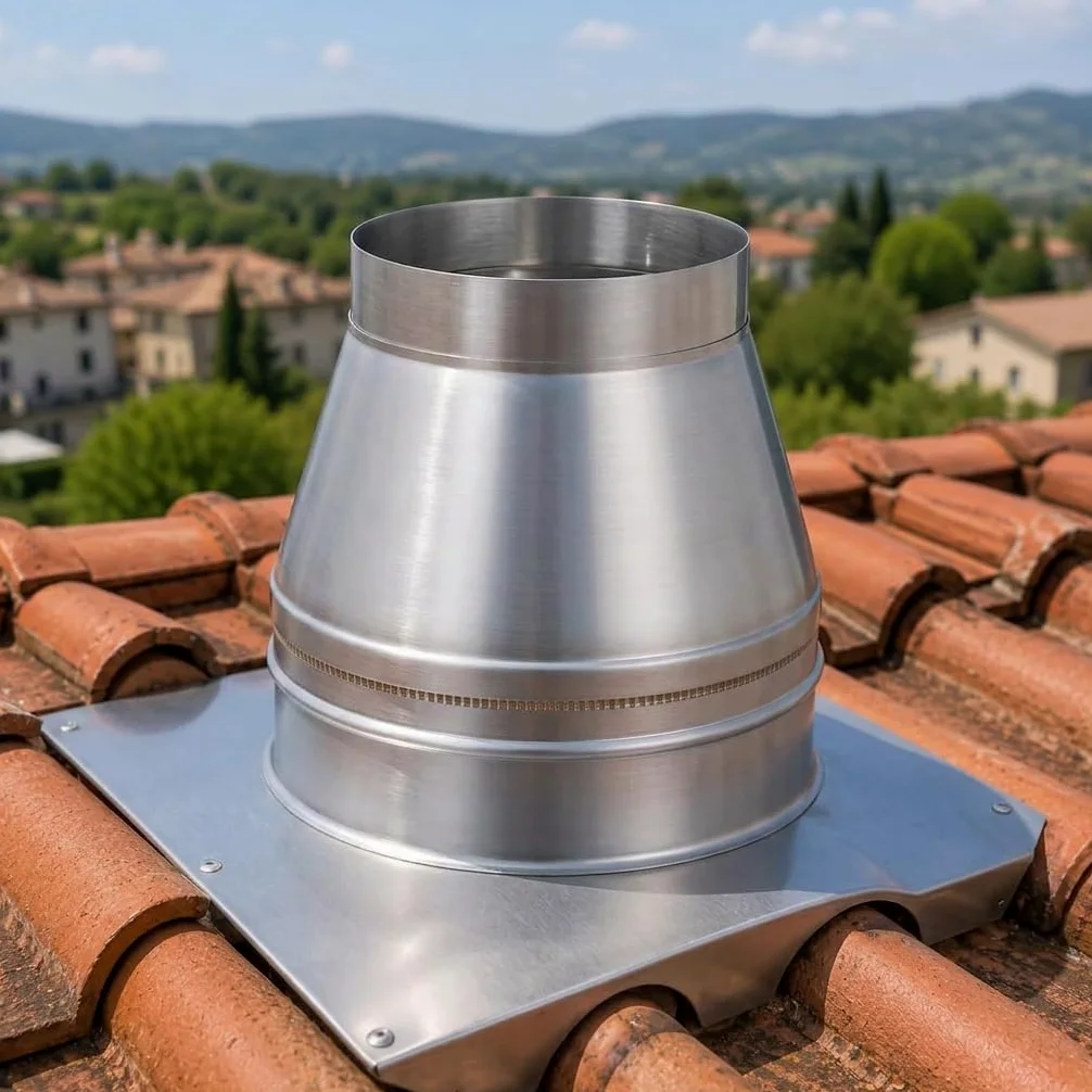MAKA Comignolo Conico, Terminale in Acciaio Inox per Canna Fumaria Camino Stufa a Legna Pellet e Gas, Cappello Antipioggia Aspirafumo Conico(Ø 220 mm)