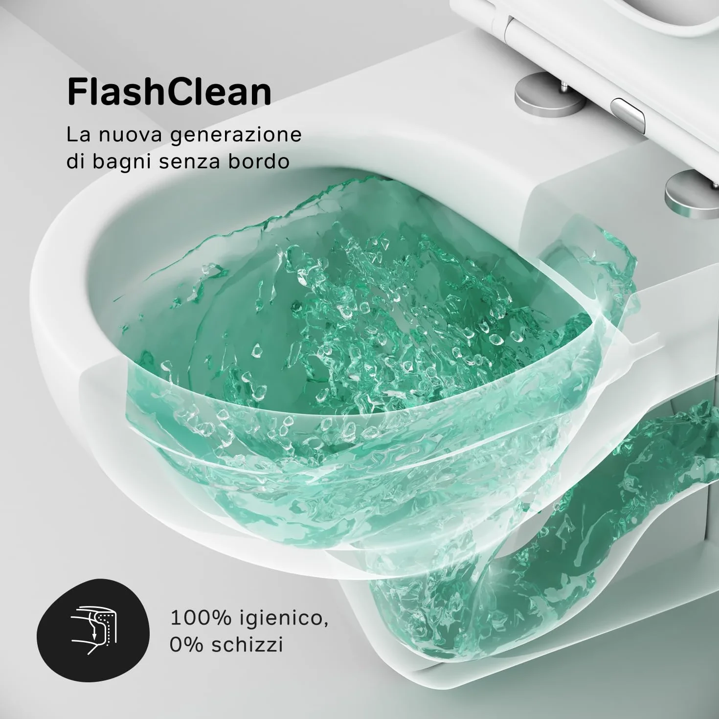 AM.PM Hit WC sospeso senza bordo con sedile abbassamento automatico FlashClean ceramica risciacquo profondo