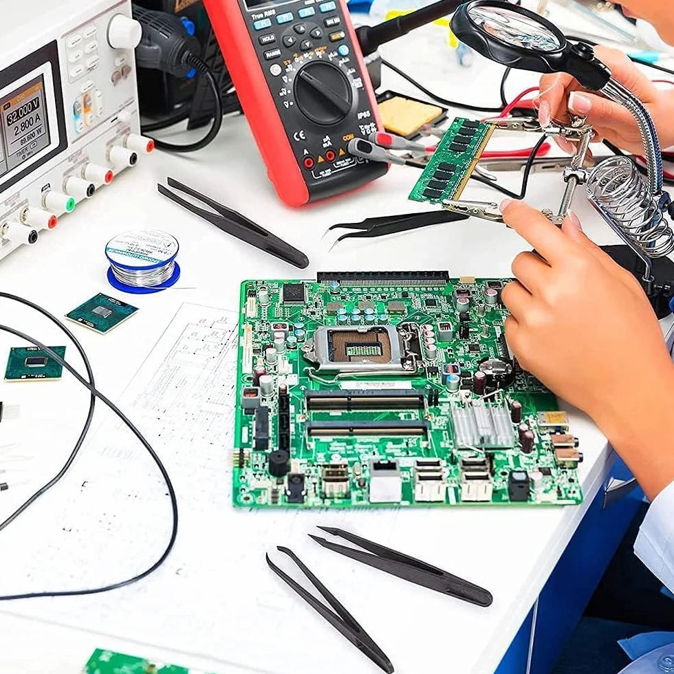 MMOBIEL pinzette di precisione in plastica anti-statica, punta piatta per elettronica, gioielleria, laboratorio, nero