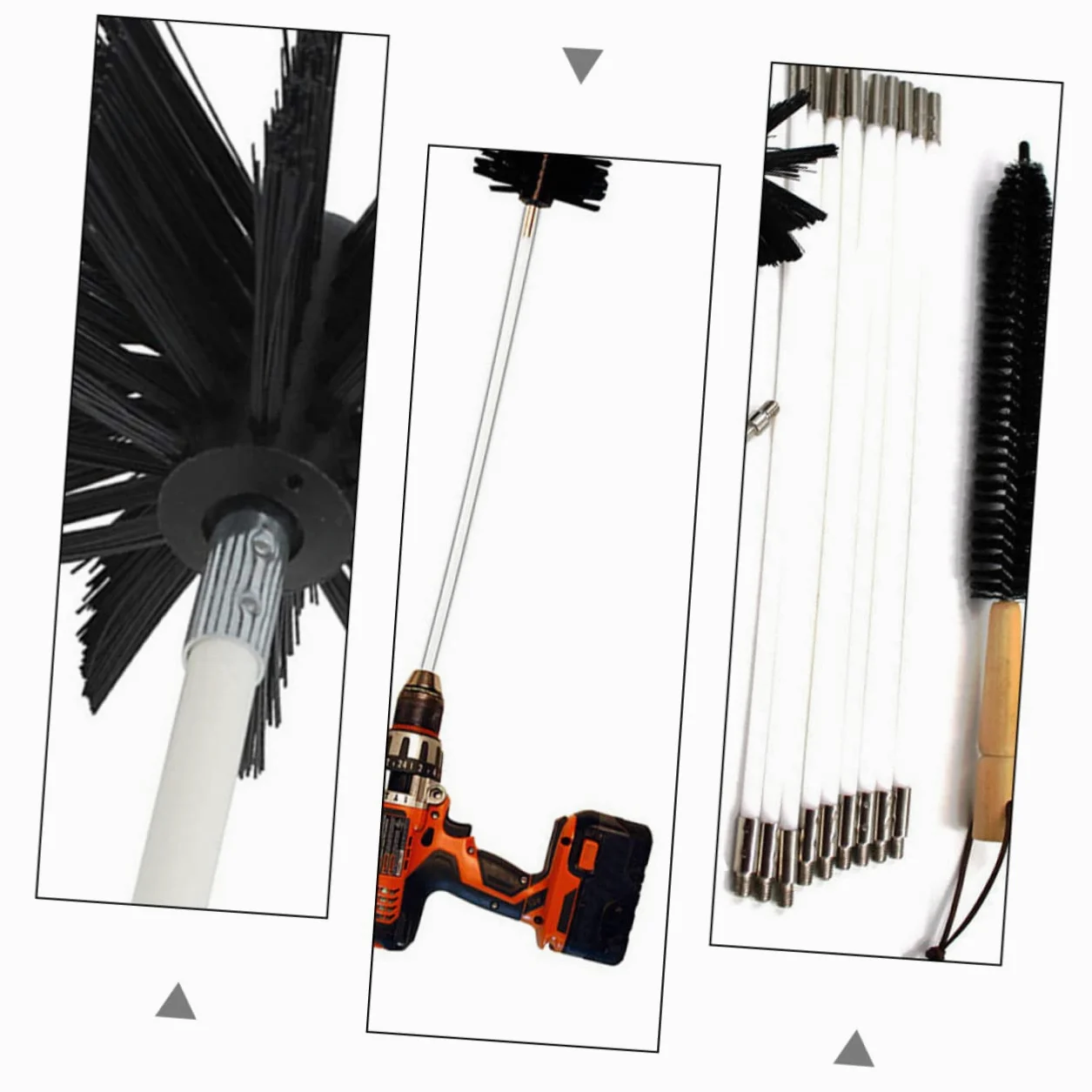 Alipis Scovolino Canne Fumarie in Nylon Manico in Legno la Pulizia di Condotti e Tubi Asciugatrice, Set Flessibile per Spazzola Pulisci Fumaria e Resistente