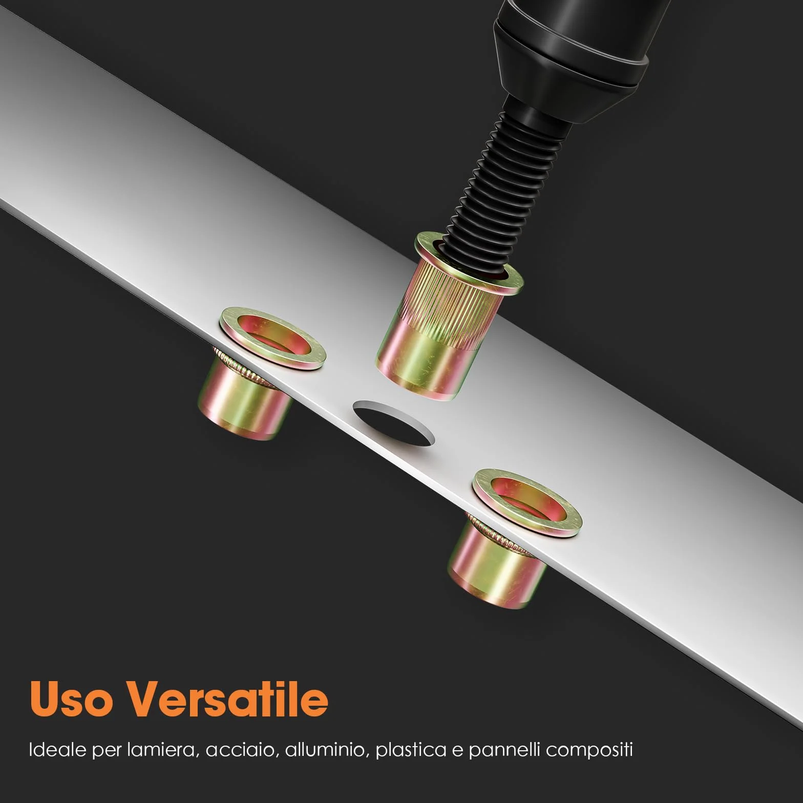HANGLIFE Rivetti Filettati M8 Inserti Filettati 50 Pezzi Dadi per Rivetti a Testa Piatta Zincati Acciaio al Carbonio Corpo Zigrinato