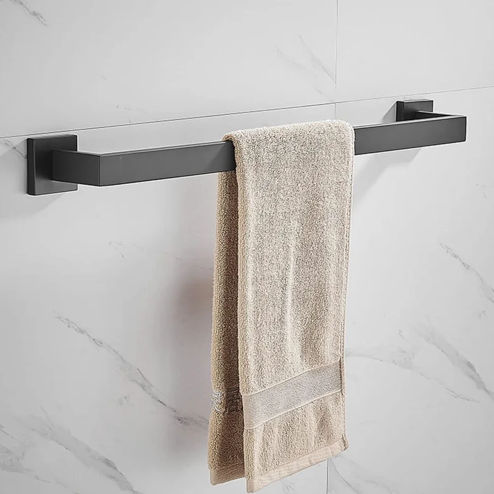SUS304 - Barra portasciugamani in acciaio inox, 600 mm, colore: nero