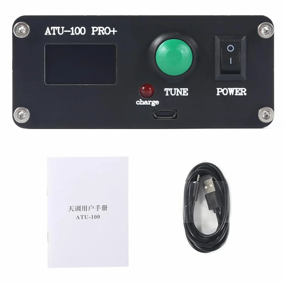 ATU-100 PRO+ Sintonizzatore D'Antenna Automatico 1.8-55Mhz Multifunzione Conveniente 0.96 Pollici Accordatore D'Antenna Nero Ricaricabile con