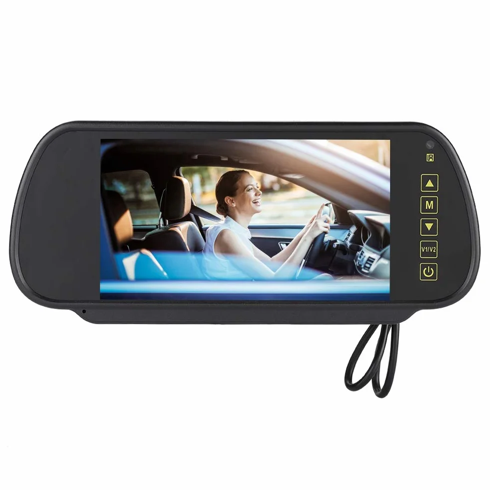 Monitor LCD specchietto retrovisore, Monitor specchietto retrovisore auto da 7 pollici Monitor oscuramento automatico Telecamera retrovisiva con staffa, può essere utilizzato DVD o display decoder