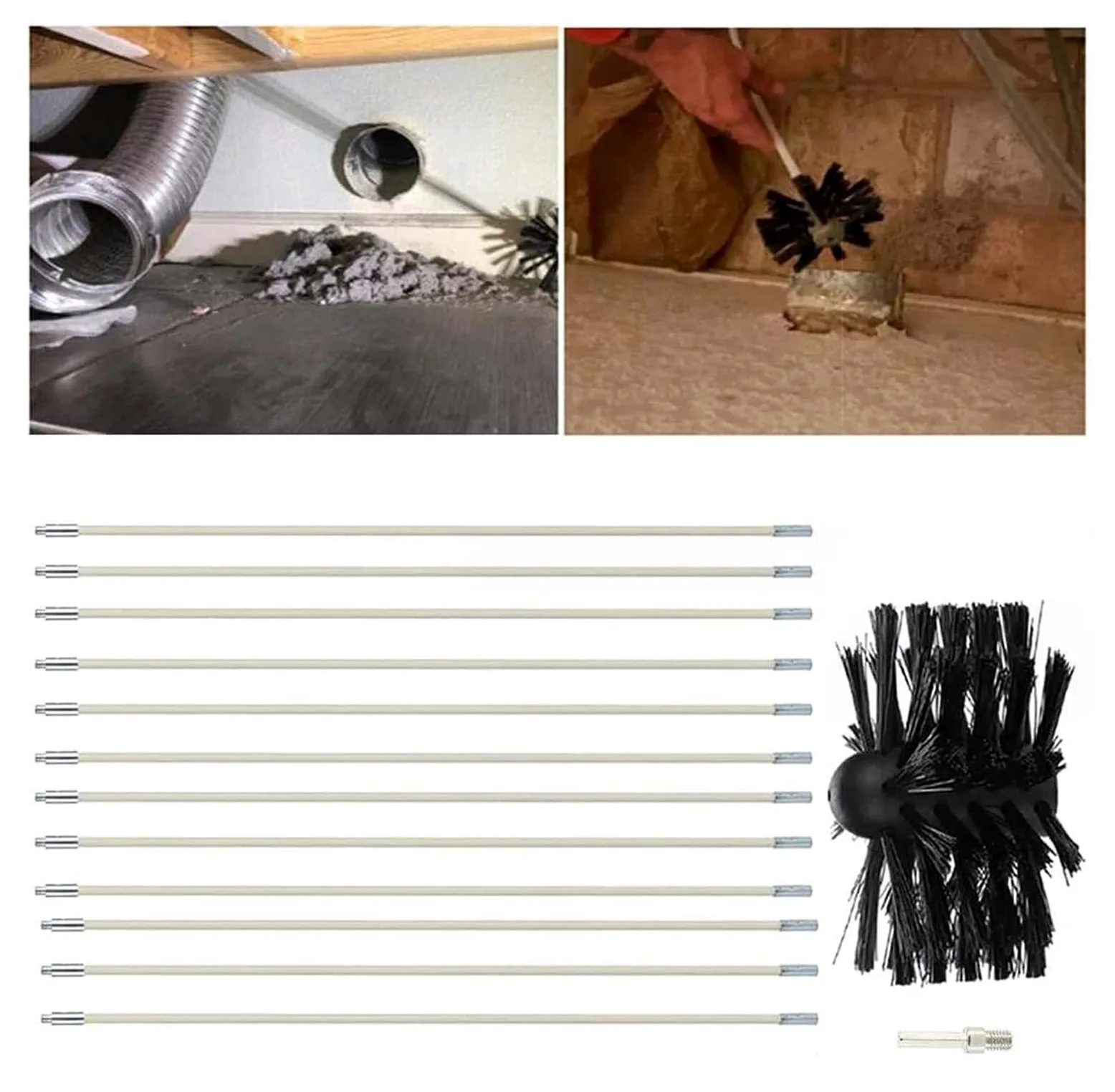 Kit Camino Che Include 6/9/12/15 Aste Flessibili, Set Spazzacamino, Spazzacamino For Pulizia Canna Fumaria For Pulire La Canna Fumaria E Lo Sfiato Del Condotto, Facile Da Usare Kit pulizia camino ( Co