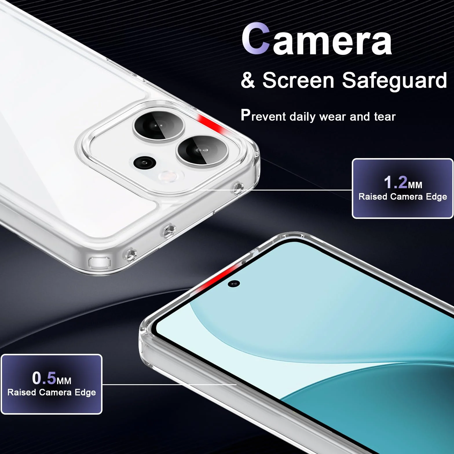 Cover per Oppo Reno 14/14 FS/14 F 5G, Custodia in TPU Antiurto Sottile di Livello Militare, Resistente all'ingiallimento, Case per Telefono in PC Rigido, Retro Antigraffio, Trasparente