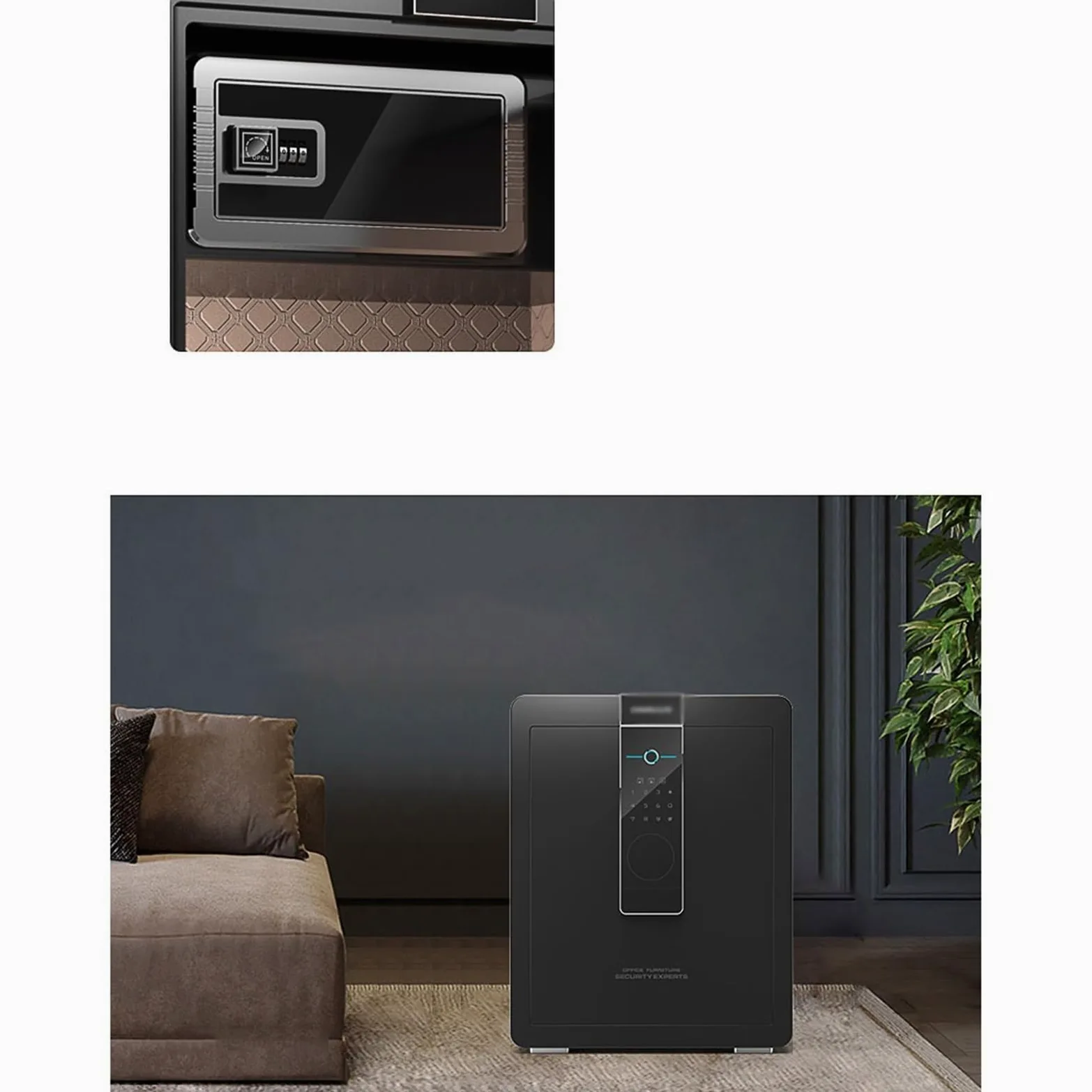 Cassetta di Sicurezza Home Piccolo armadietto for documenti da ufficio con password for impronte digitali sicuro da 45 cm Cassetta di sicurezza antifurto interamente in acciaio Adatto alle famiglie (