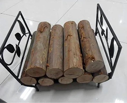 Portalegna da ardere in ferro battuto, supporto decorativo in metallo per attrezzi da camino, robusto, ideale per la casa e l'uso all'aperto