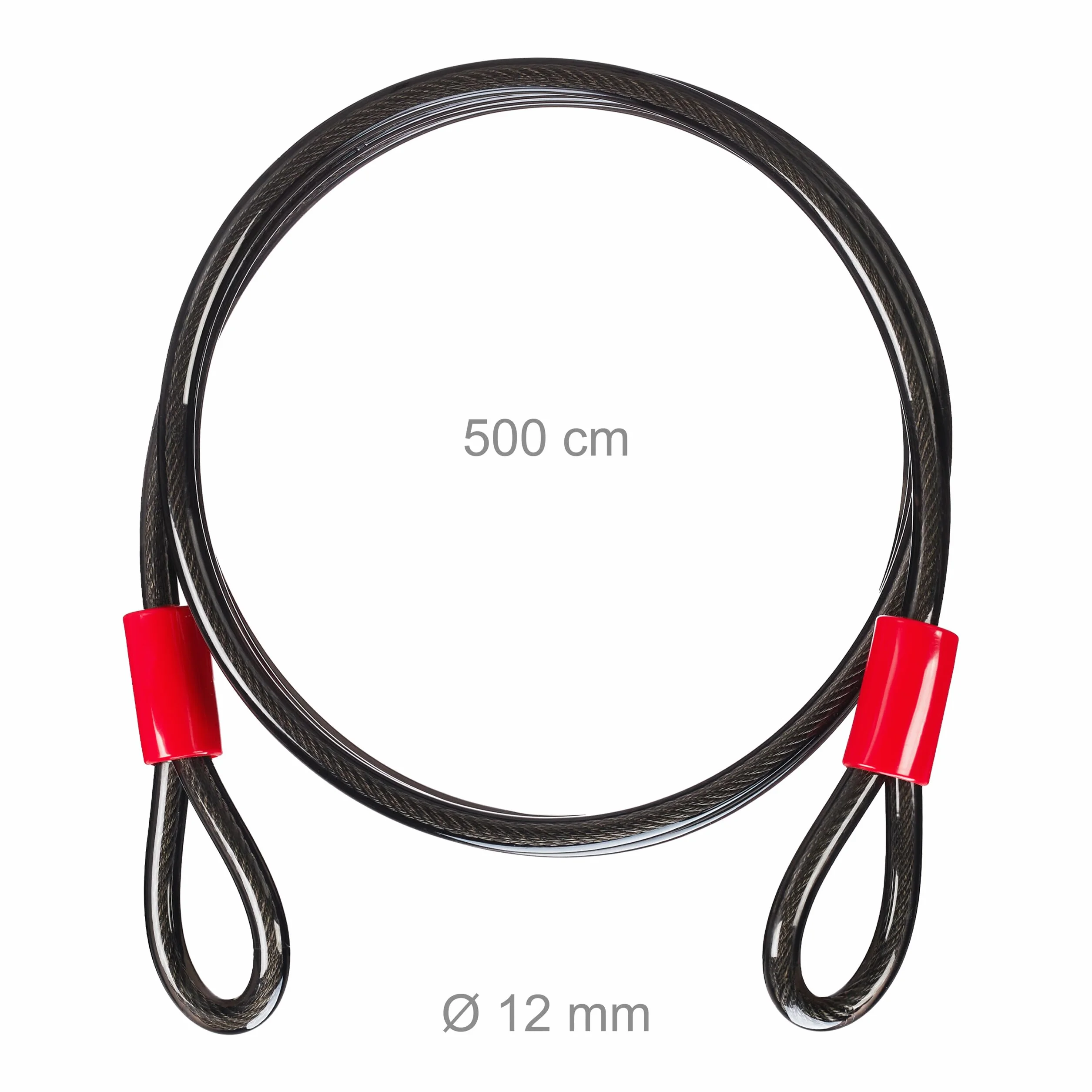 Relaxdays Cavo Antifurto Ø 12mm Filo 5m Acciaio Rivestito Lucchetto Bicicletta e Moto Nero