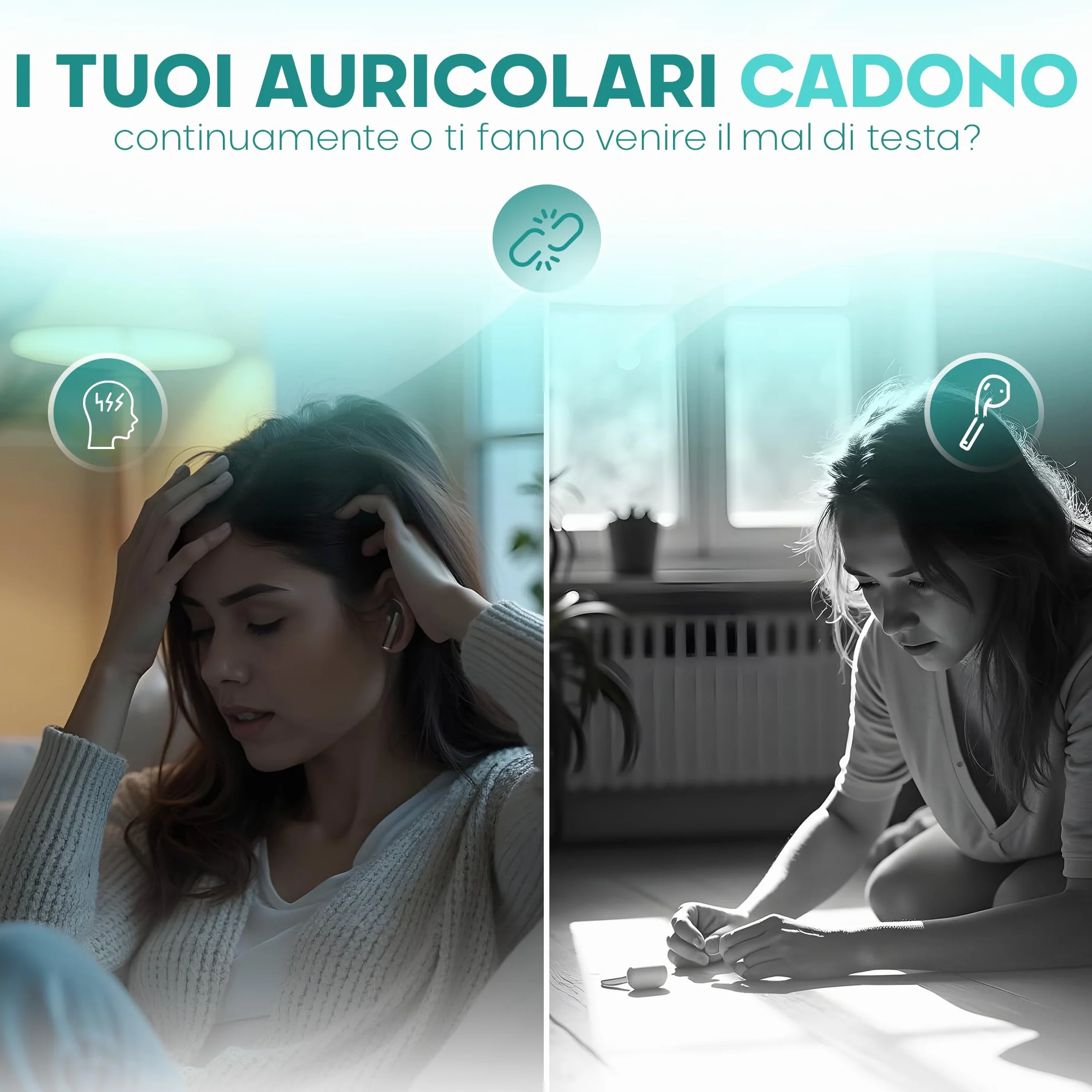 Auricolare Bluetooth mono senza fili V5.2, design 360° sopra l'orecchio, microfono integrato, batteria 70 mAh, 20 ore di riproduzione, compatibile con iPhone, Android e PC