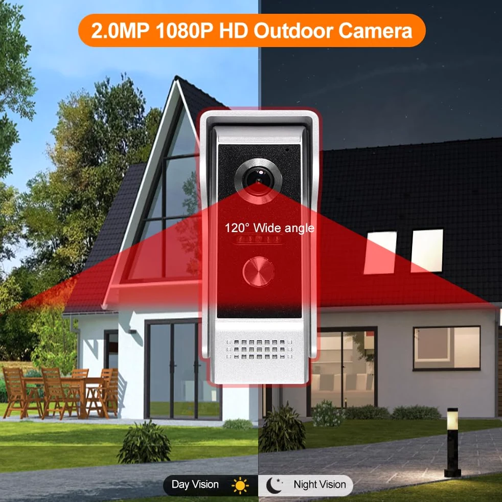 Sistema interfono videocitofono WiFi TUYA da 7 pollici, telecamera HD 1080P IR a visione notturna, videocitofono con monitor, supporto audio bidirezionale, registrazione, sblocco remoto