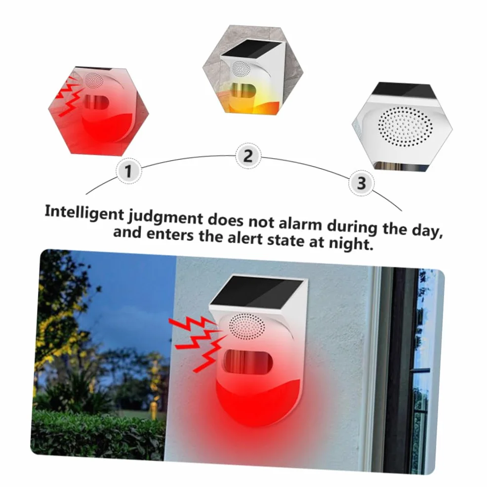 HOMSFOU Rilevatore Infrarossi Esterno Solare, Allarme Casa Ip67, senza Fili, in ABS e Materiale Semiconduttore, per Sicurezza di Giardino e Casa