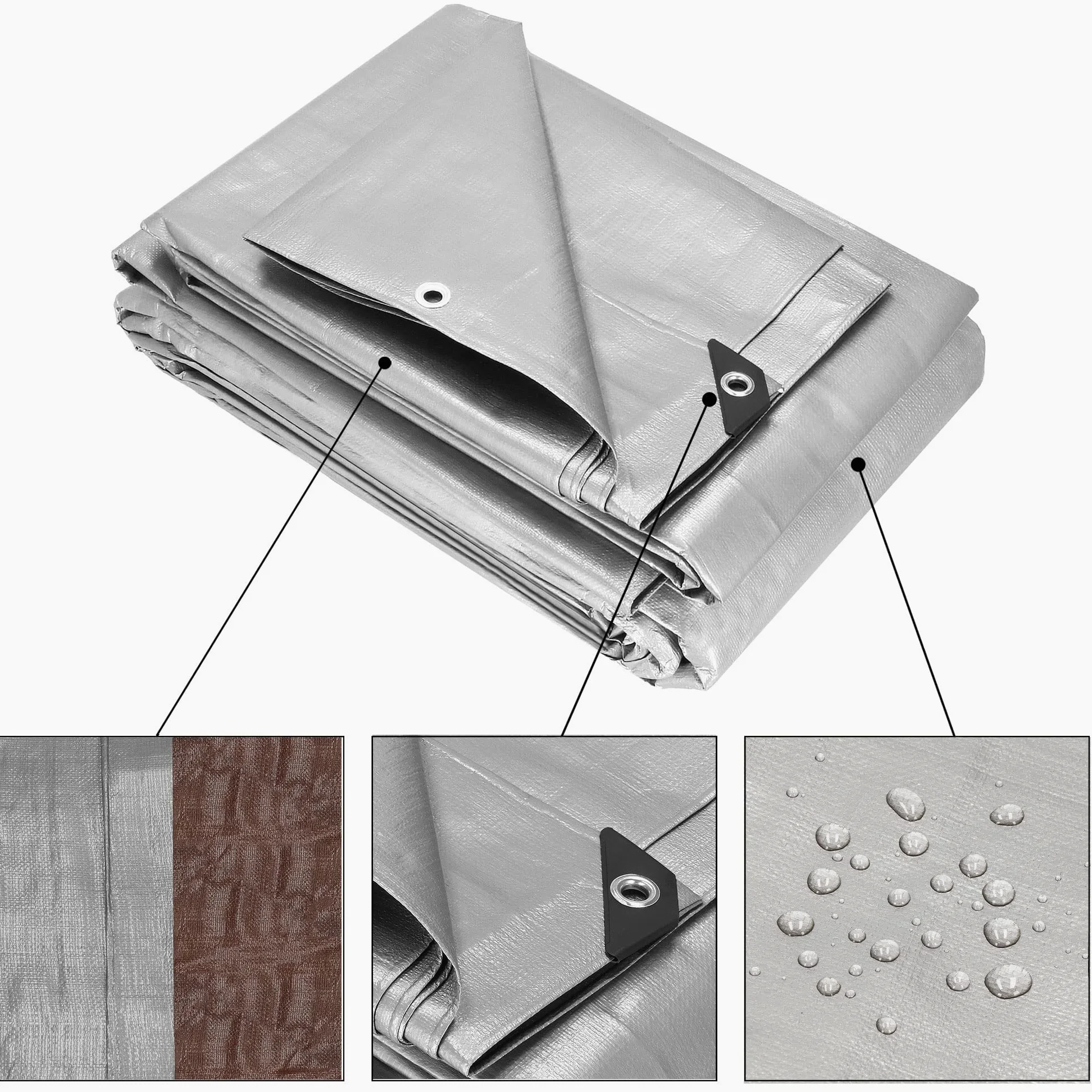SPRINGOS Telone per campeggio, 6 x 8 m, con occhielli rinforzati in PE 210 g/m², impermeabile, da campeggio,