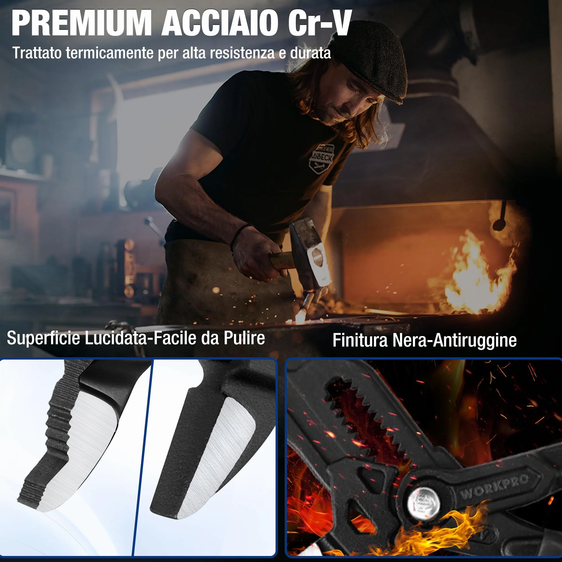 WOKRPRO Set di 2 Pinze Idraulico da 180 mm, Pinza a Pappagallo, Acciaio CrV, Apertura 40/42 mm