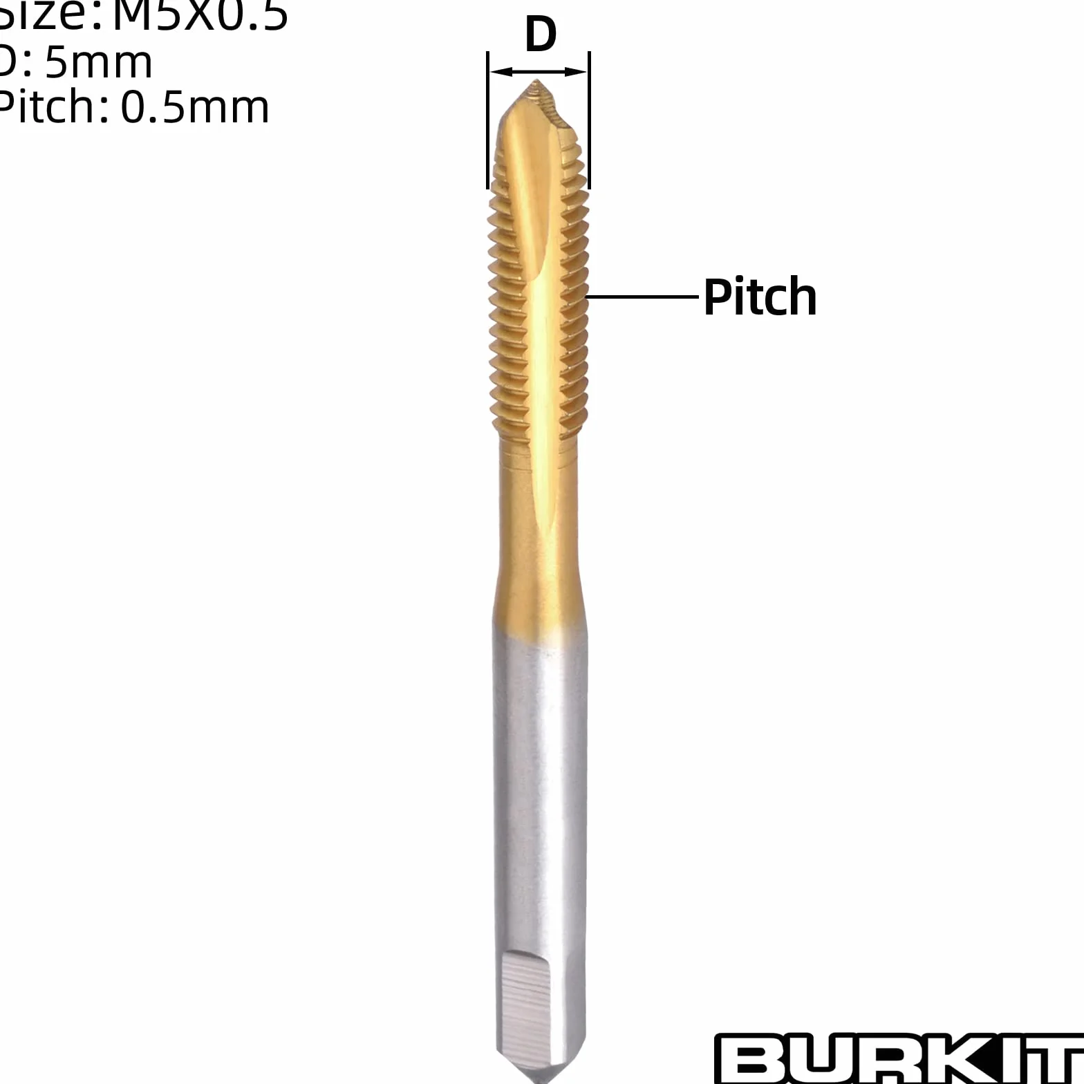 Burkit Maschio a spirale M5 x 0,5 HSS rivestimento in titanio