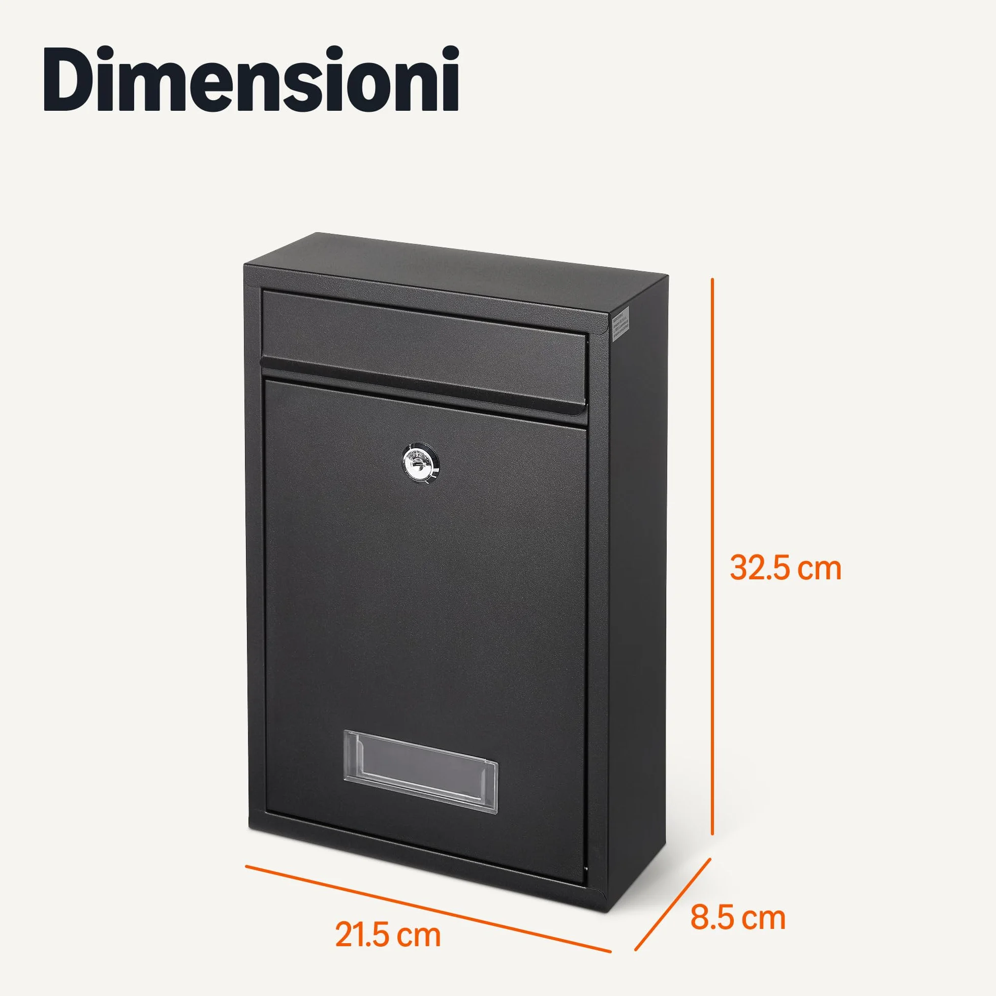 Amazon Basics Cassetta postale a parete acciaio zincato 32.5cm H x 21.5cm W x 9.0cm D nero