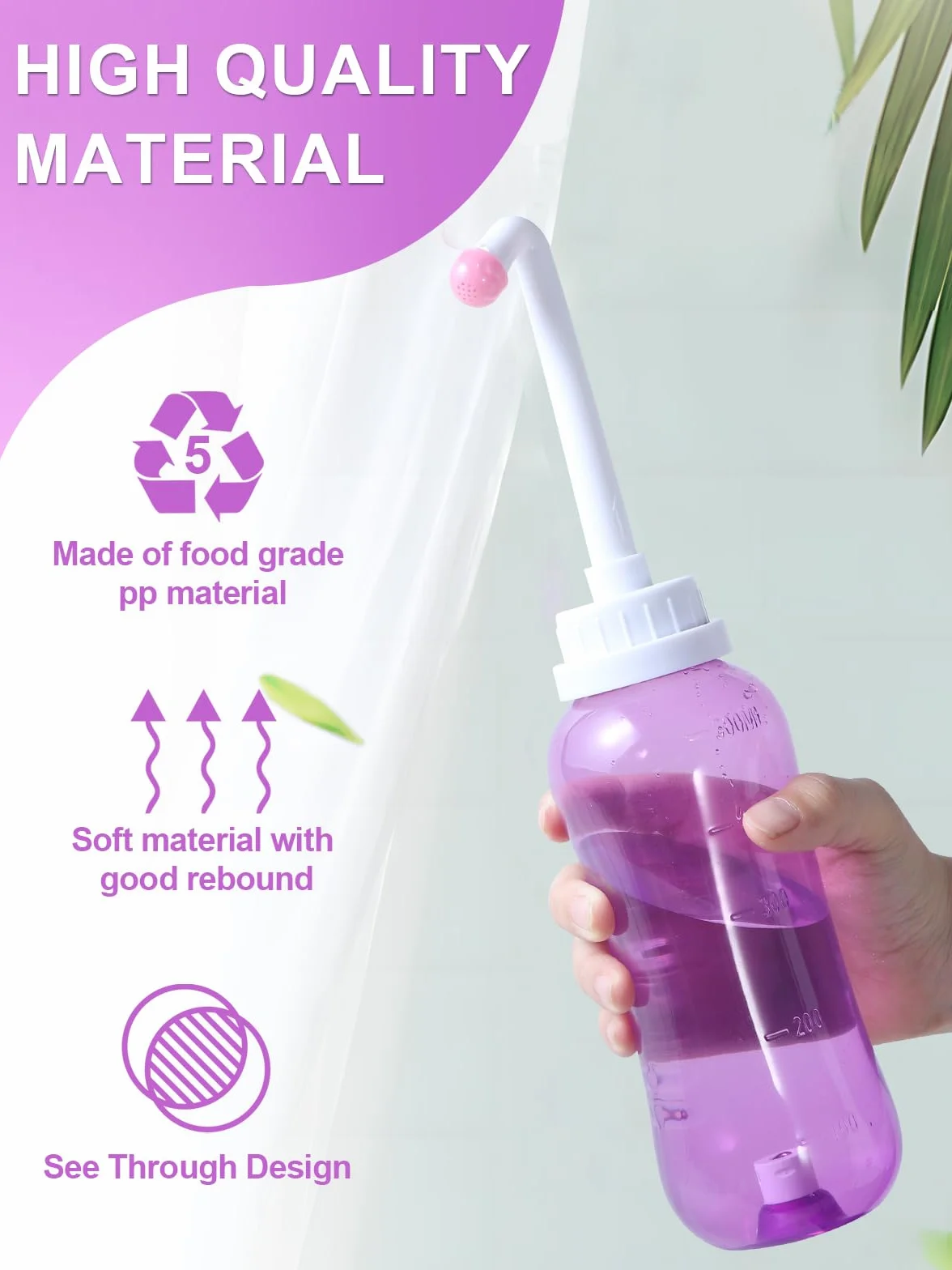 Bidet portatile 500 ml 2 ugelli Po doccia (Viola)