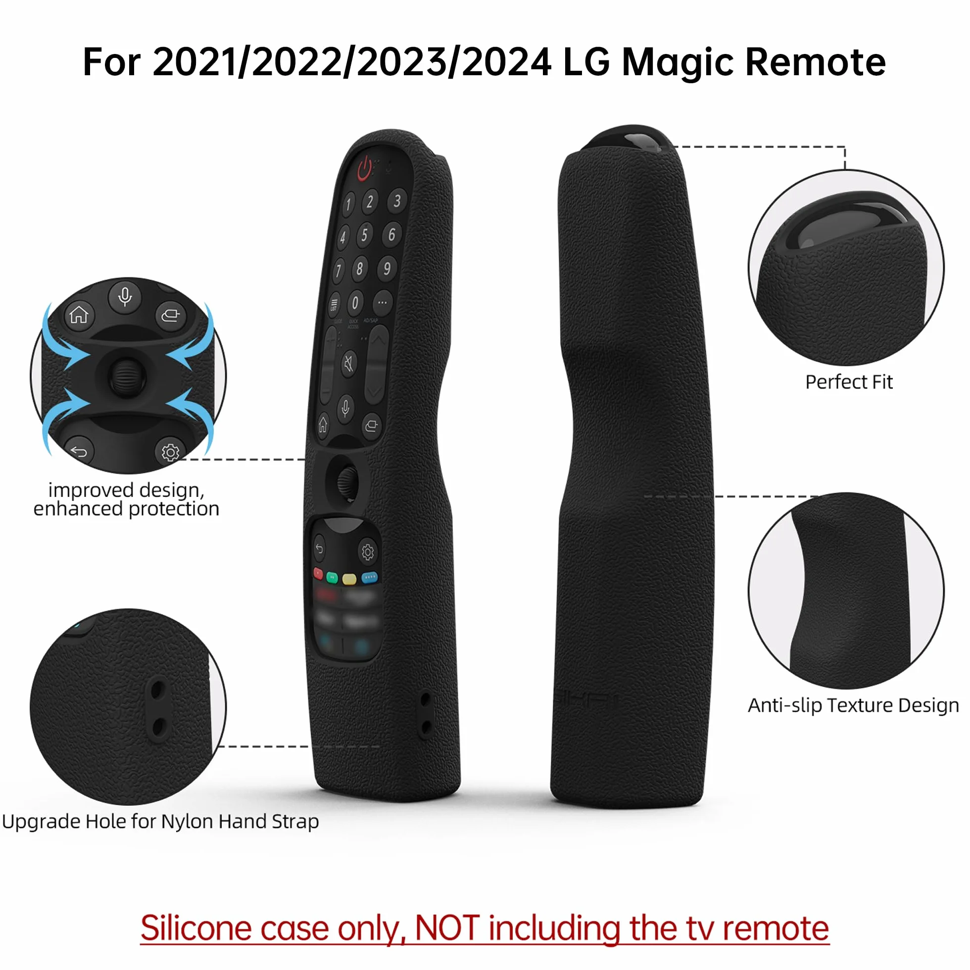 Custodia in Silicone Compatibile con LG Telecomando MR25GB MR24GN MR24GA MR23GN MR23GA MR22GN MR22GA MR21GA MR21GC,Cover per Telecomando LG,Guscio per TV 2025/2024/2023/2022/2021 (Nero)