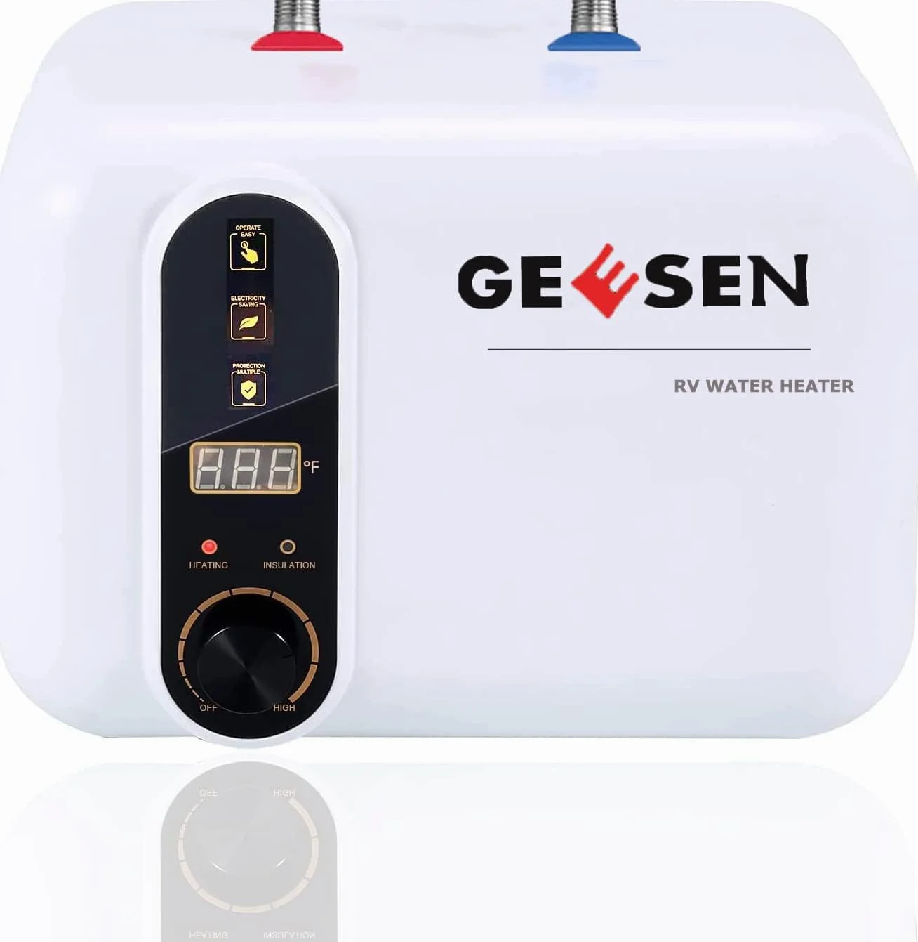 Scaldabagno elettrico GEESEN, piccolo e compatto, serbatoio di accumulo, per camper, roulotte, 240 V, lavello da cucina, istantaneo, sottopiano [classe energetica A] (3 galloni)