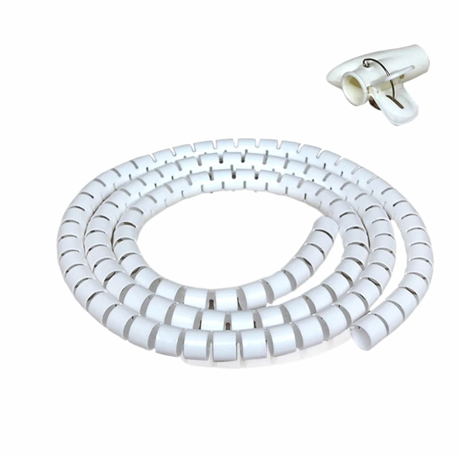 Guaina protettiva per cavi a spirale, 1 metro, in plastica, diametro coperto (bianco, diametro interno 22 mm)