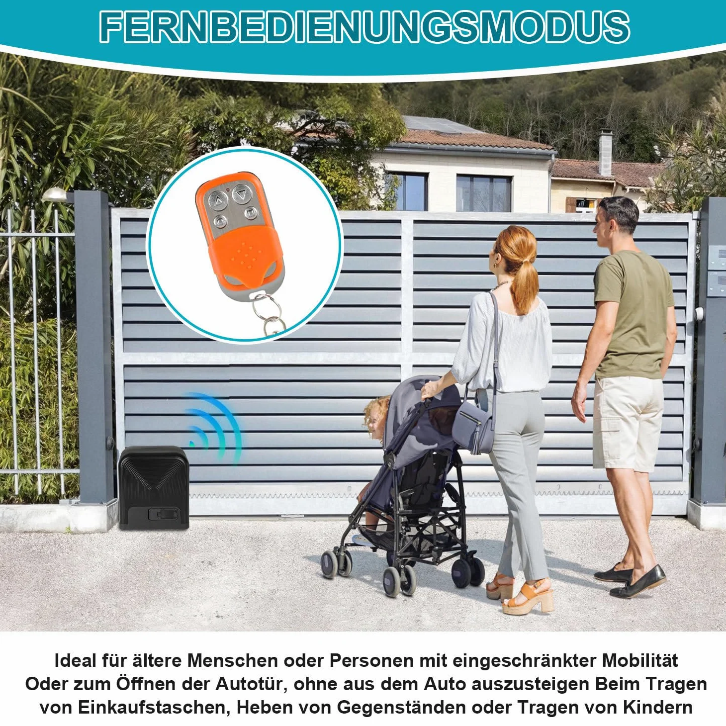 Attuatore scorrevole per cancello scorrevole 370 W 800 kg Smart WiFi azionamento automatico con 2 telecomandi, luce di avviso apriporta, funzione di chiusura automatica